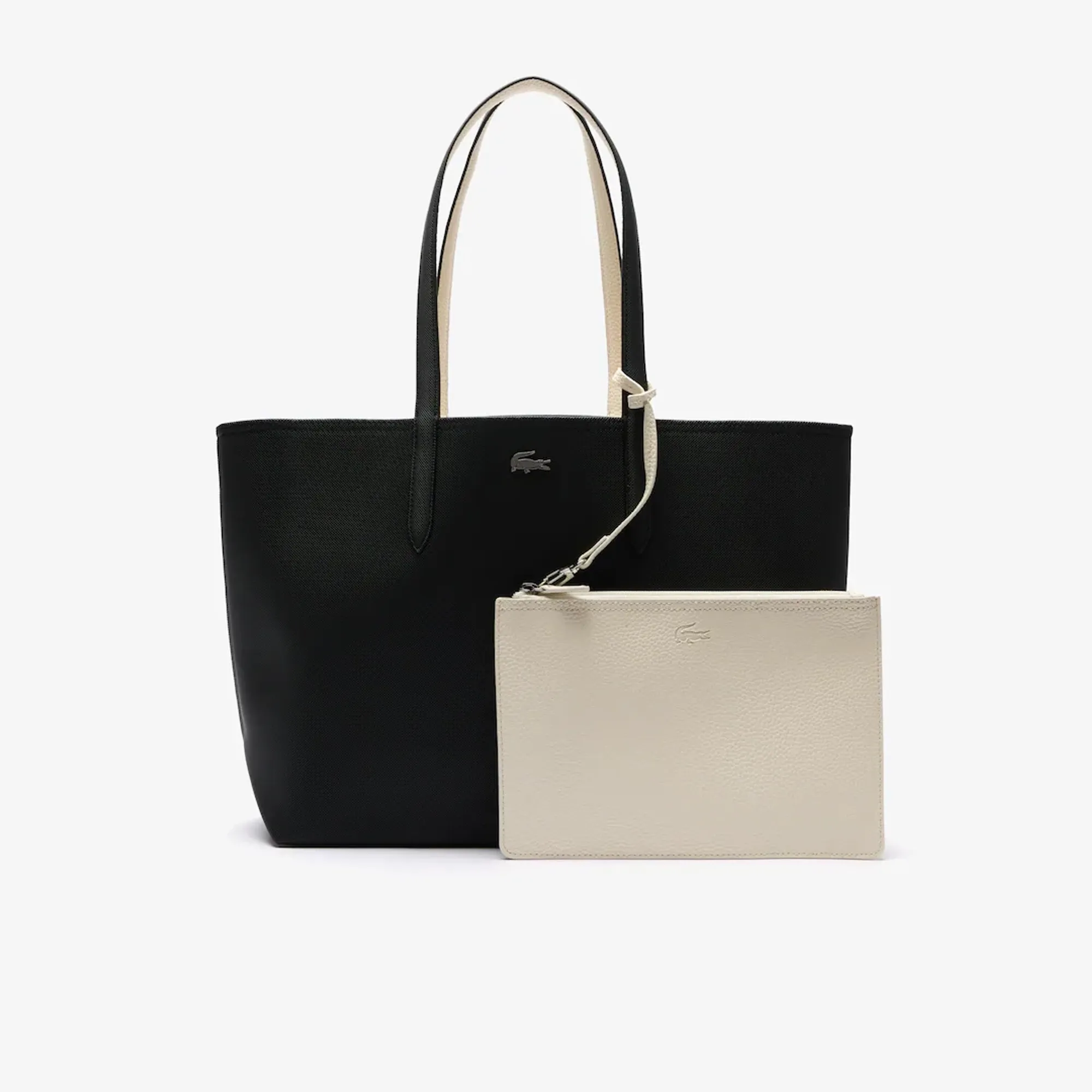Lacoste Anna Reversible Tote with Pouch - Black Flour
