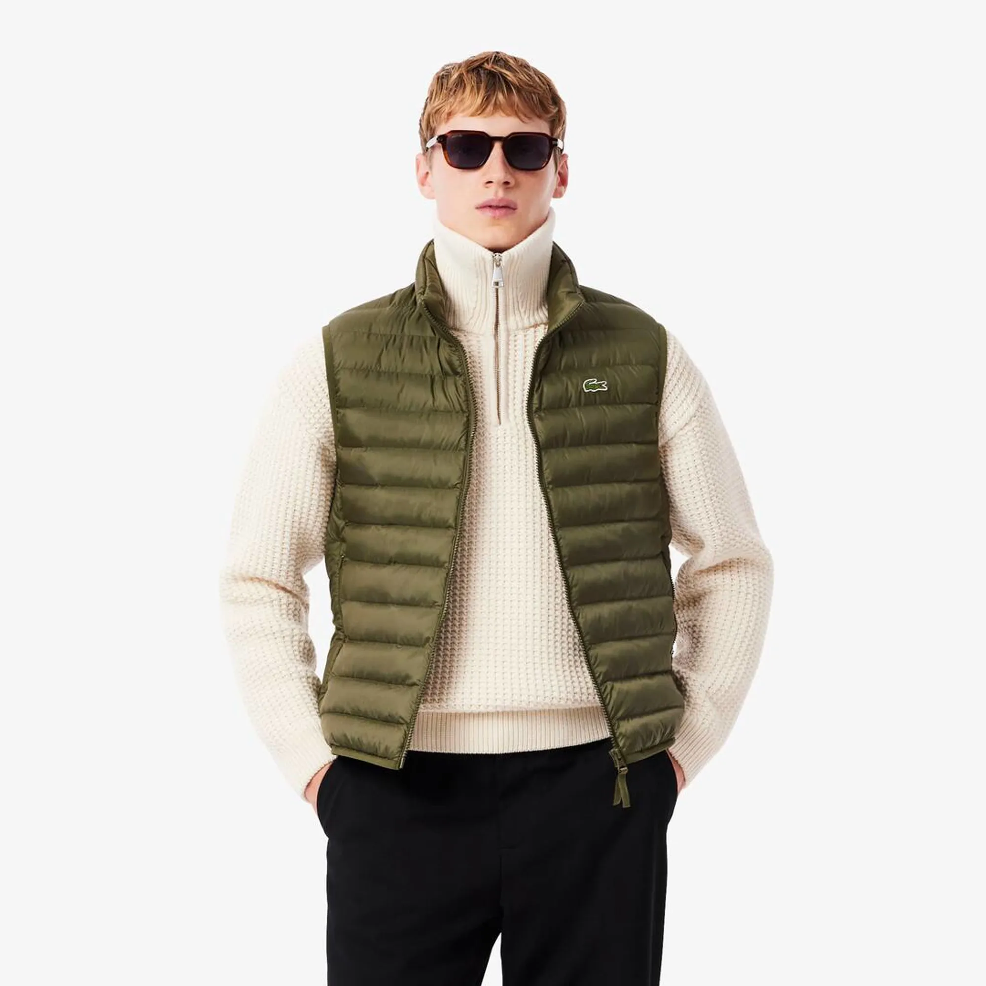 Lacoste Water-Repellent Puffed Vest - Khaki Green