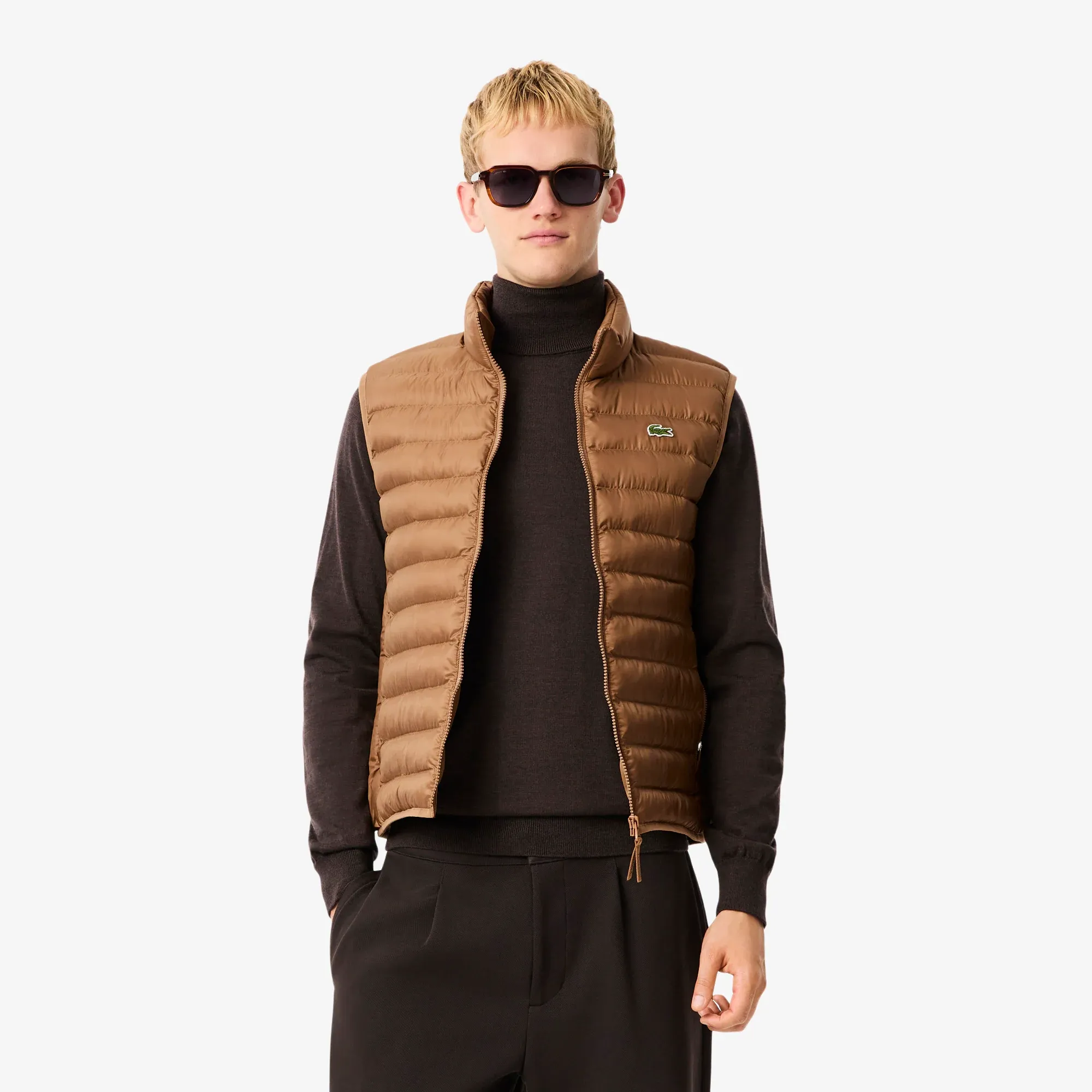Lacoste Water-Repellent Puffed Vest - Light Brown