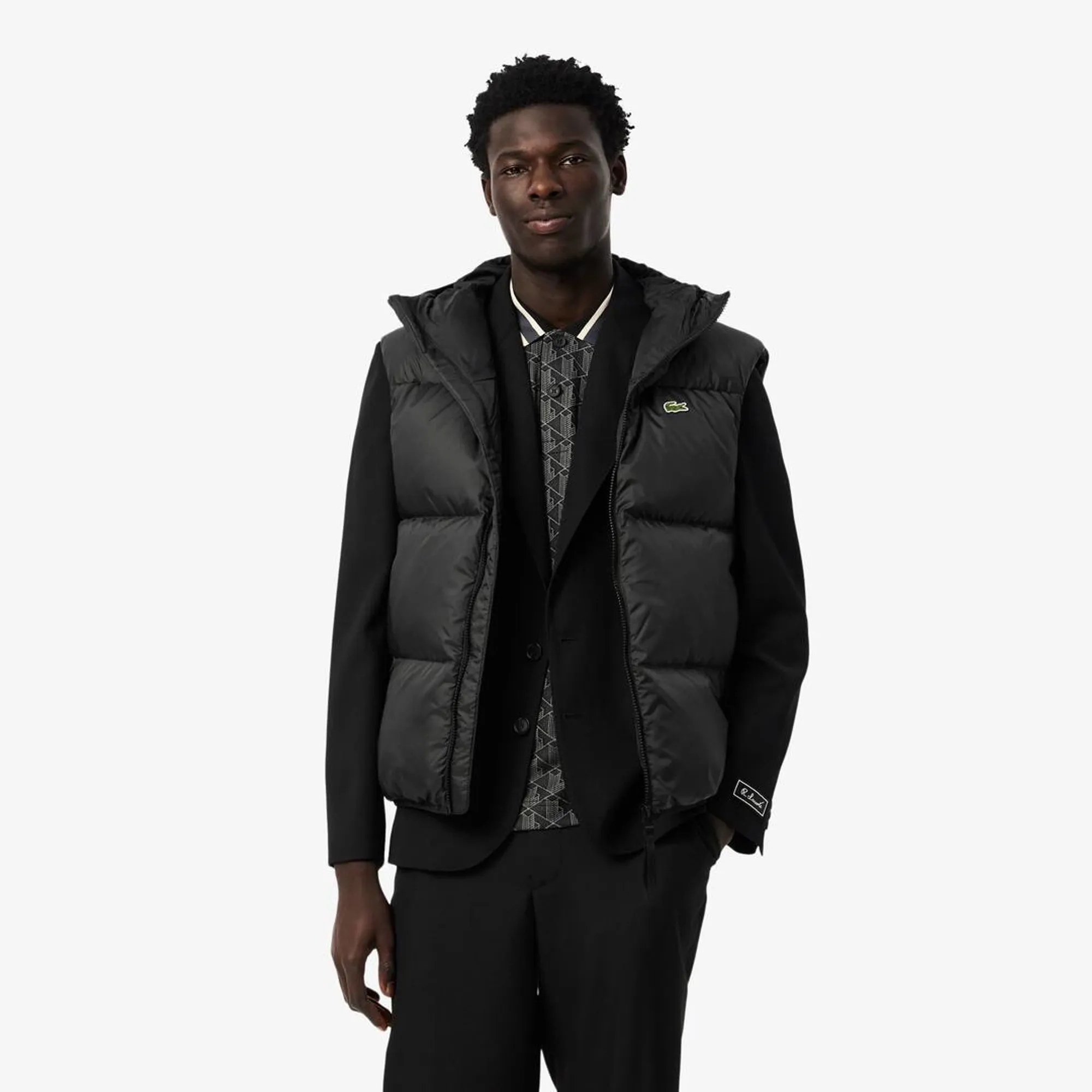 Lacoste Water-Repellent Short Puffed Vest - Noir