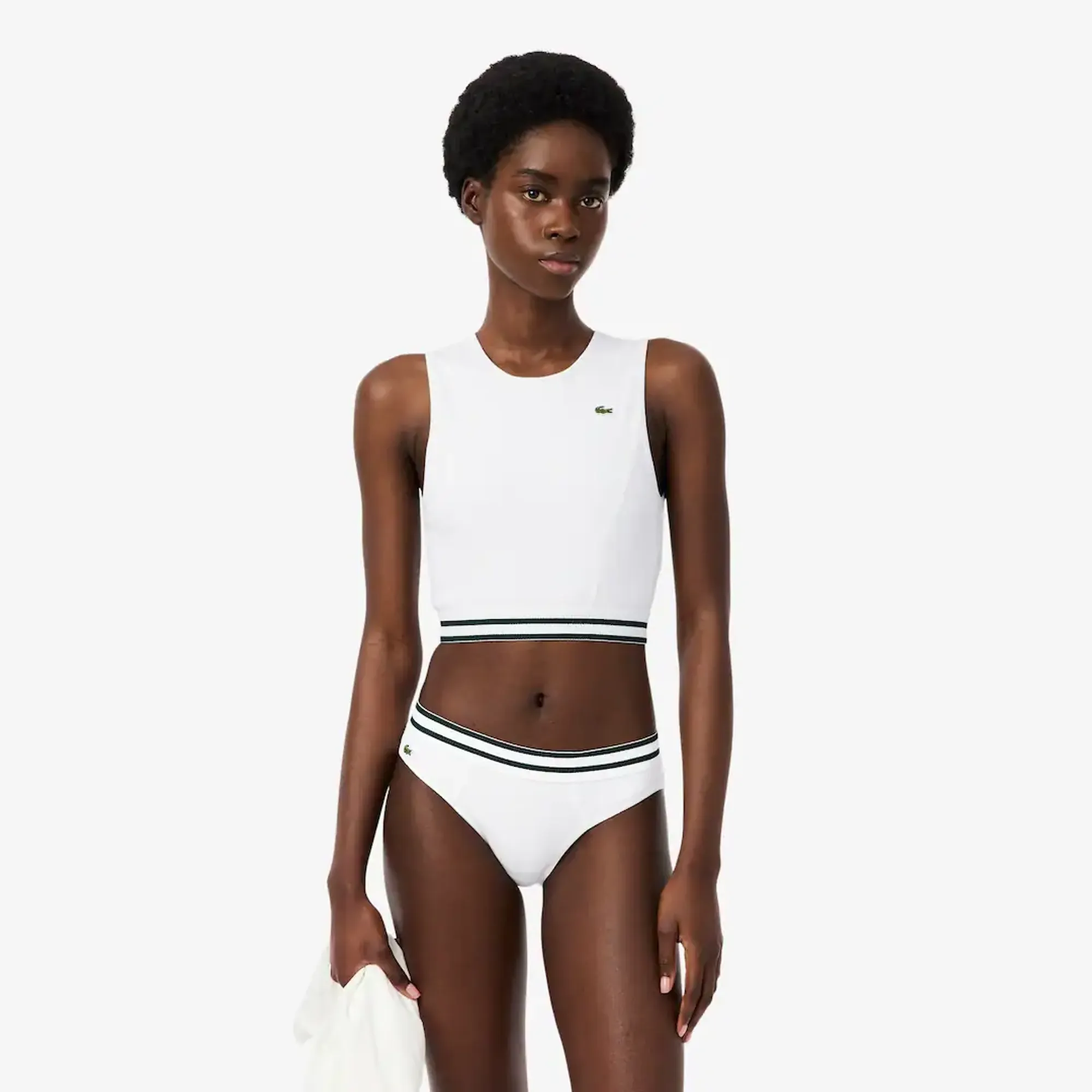 Lacoste Ribbed Sretch Cotton Bralette - White