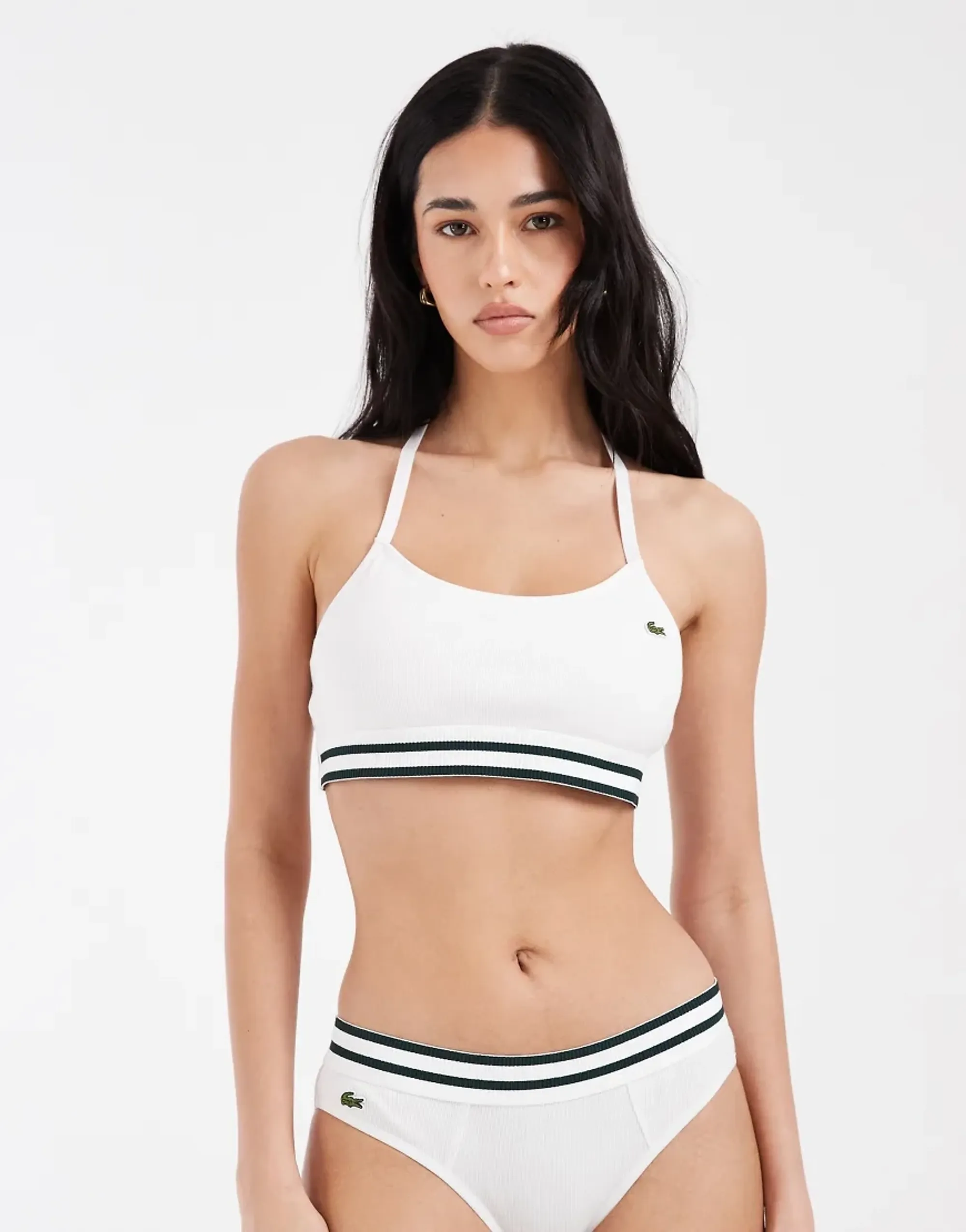 Lacoste Ribbed Cotton Bralette - White