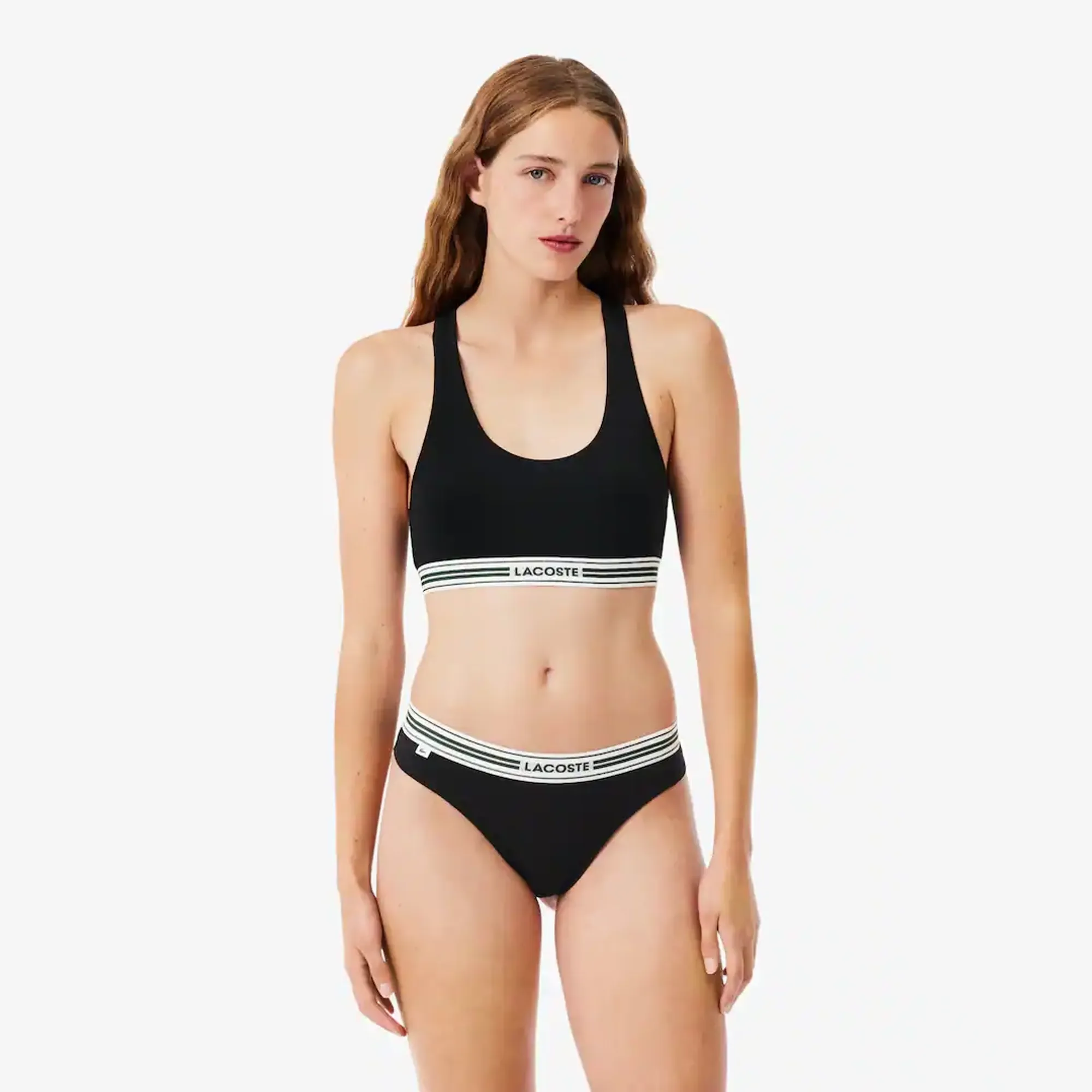 Lacoste Contrast Band Stretch Cotton Bralette - Noir