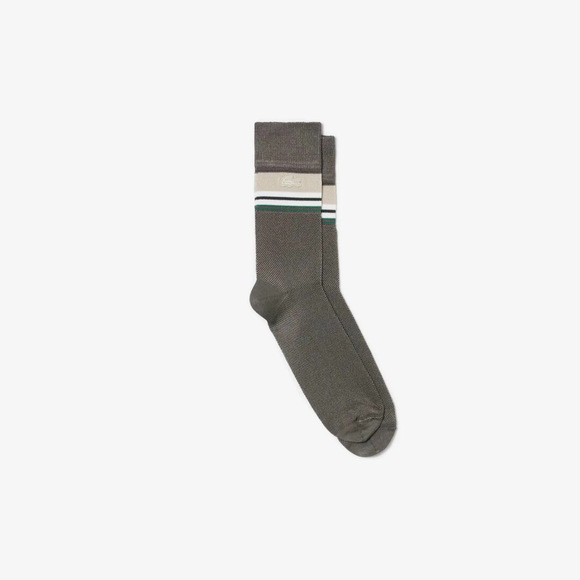 Lacoste Runway Striped Piqué Socks - Brown