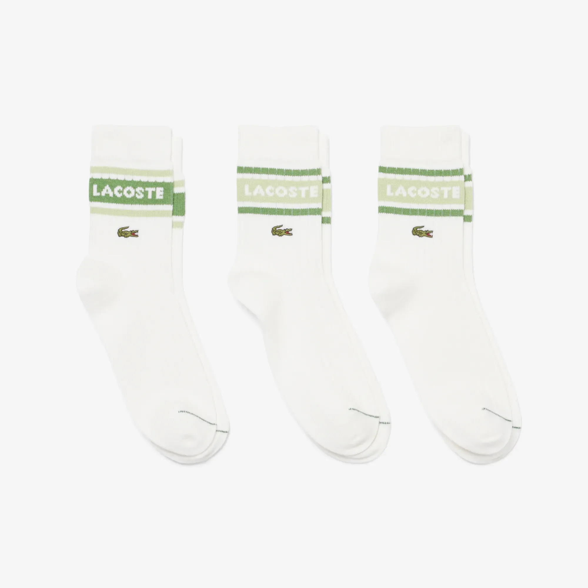 Lacoste 3-Pack Printed Cotton Socks - Blanc / Vert