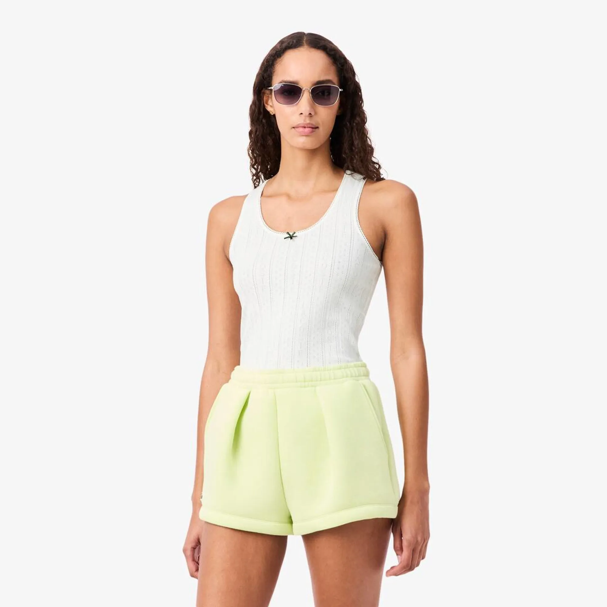 Lacoste Slim Fit Pointelle Knit Cotton Tank Top - White