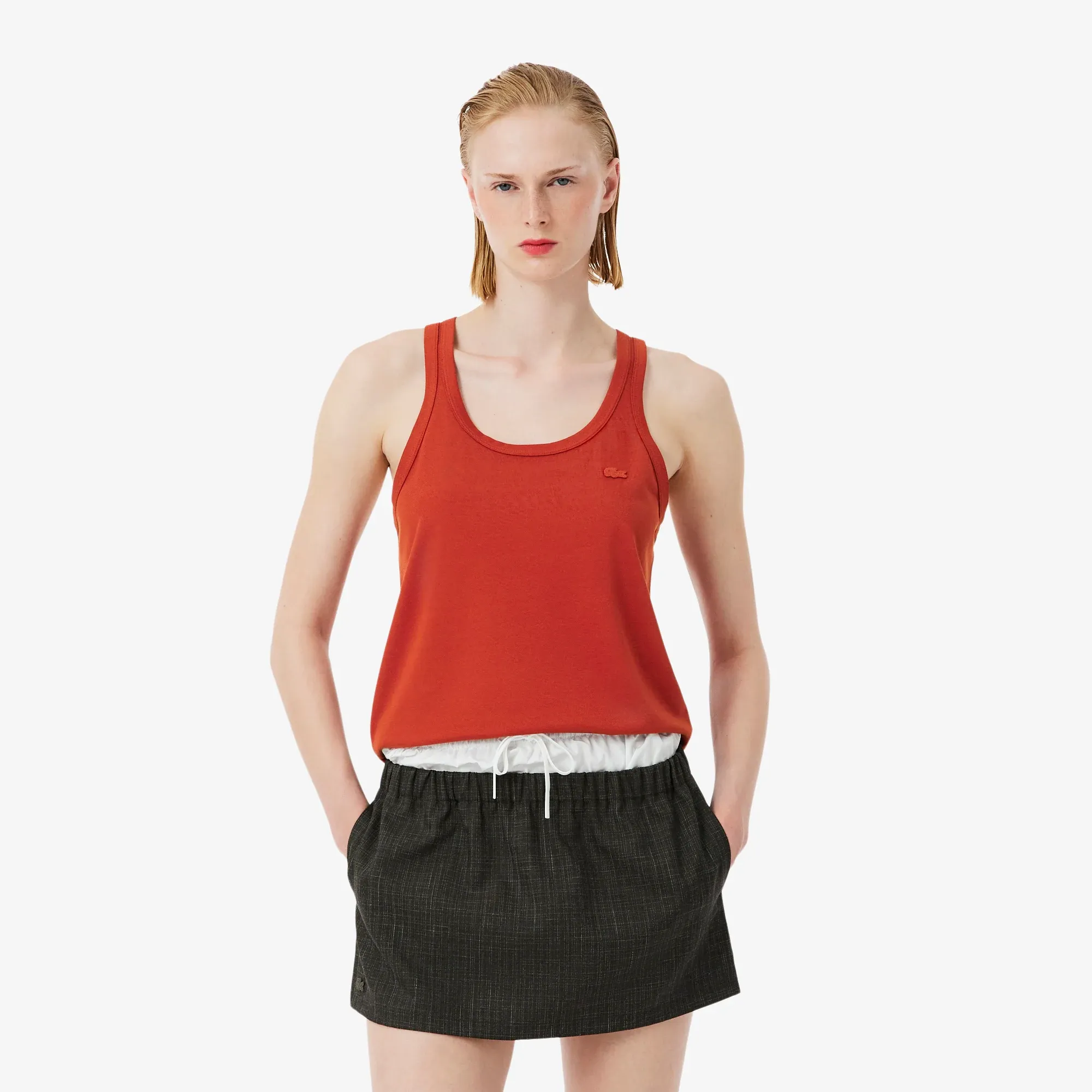 Lacoste Runway Silk Piqué Tank Top - Orange