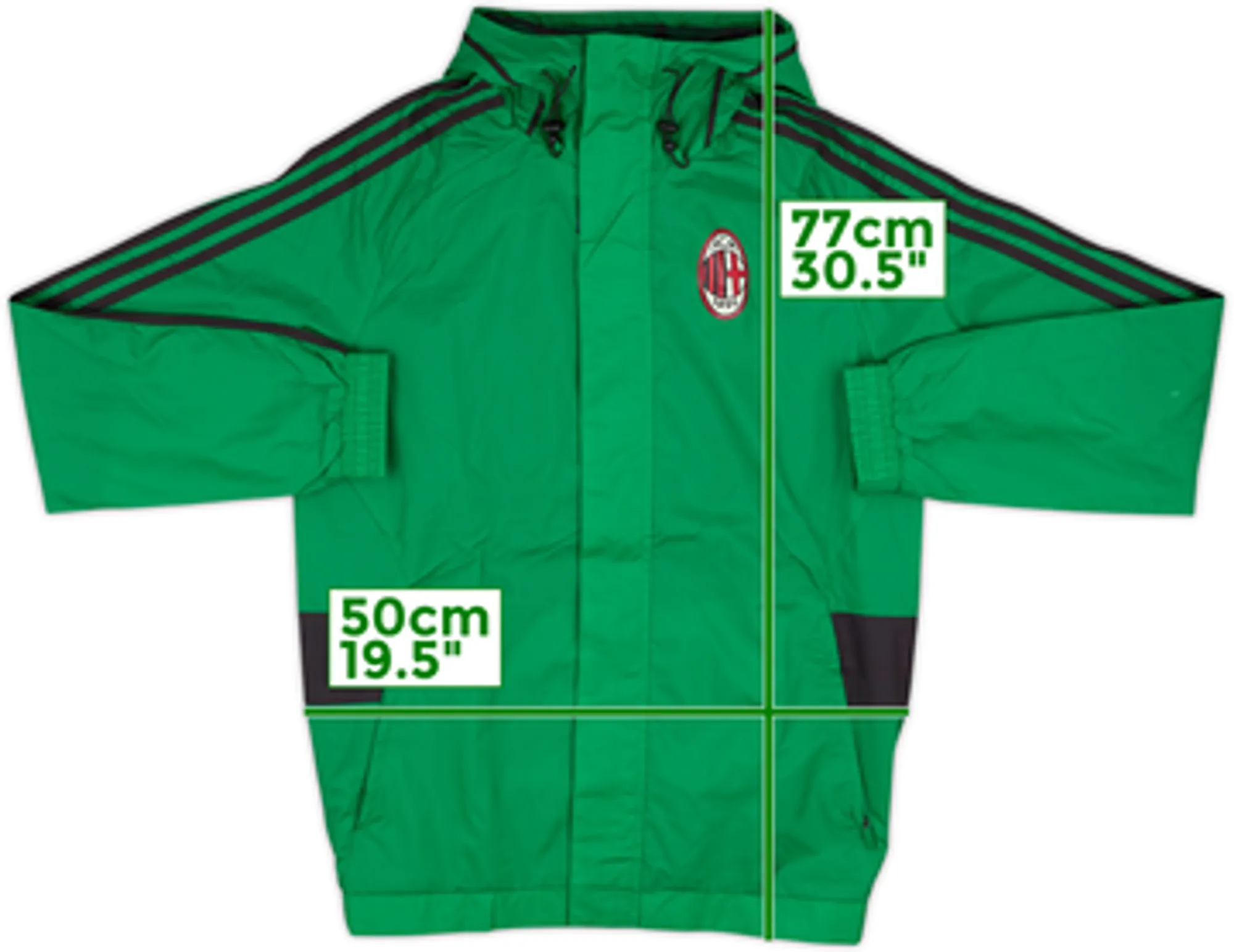 2013-14 AC Milan adidas Hooded Rain Jacket - 8/10 - (S)