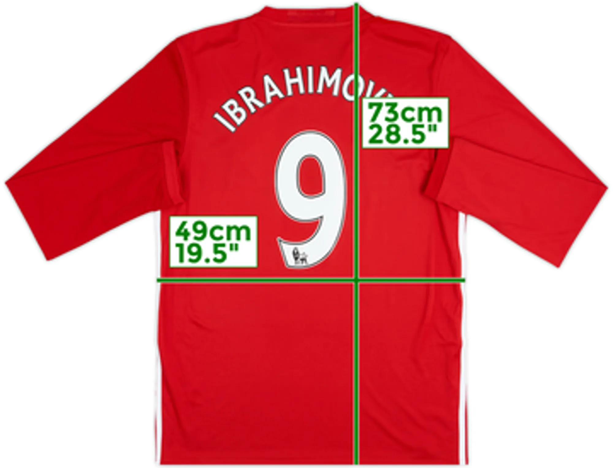 2016-17 Manchester United Home L/S Shirt Ibrahimovic #9 - 7/10 - (M)