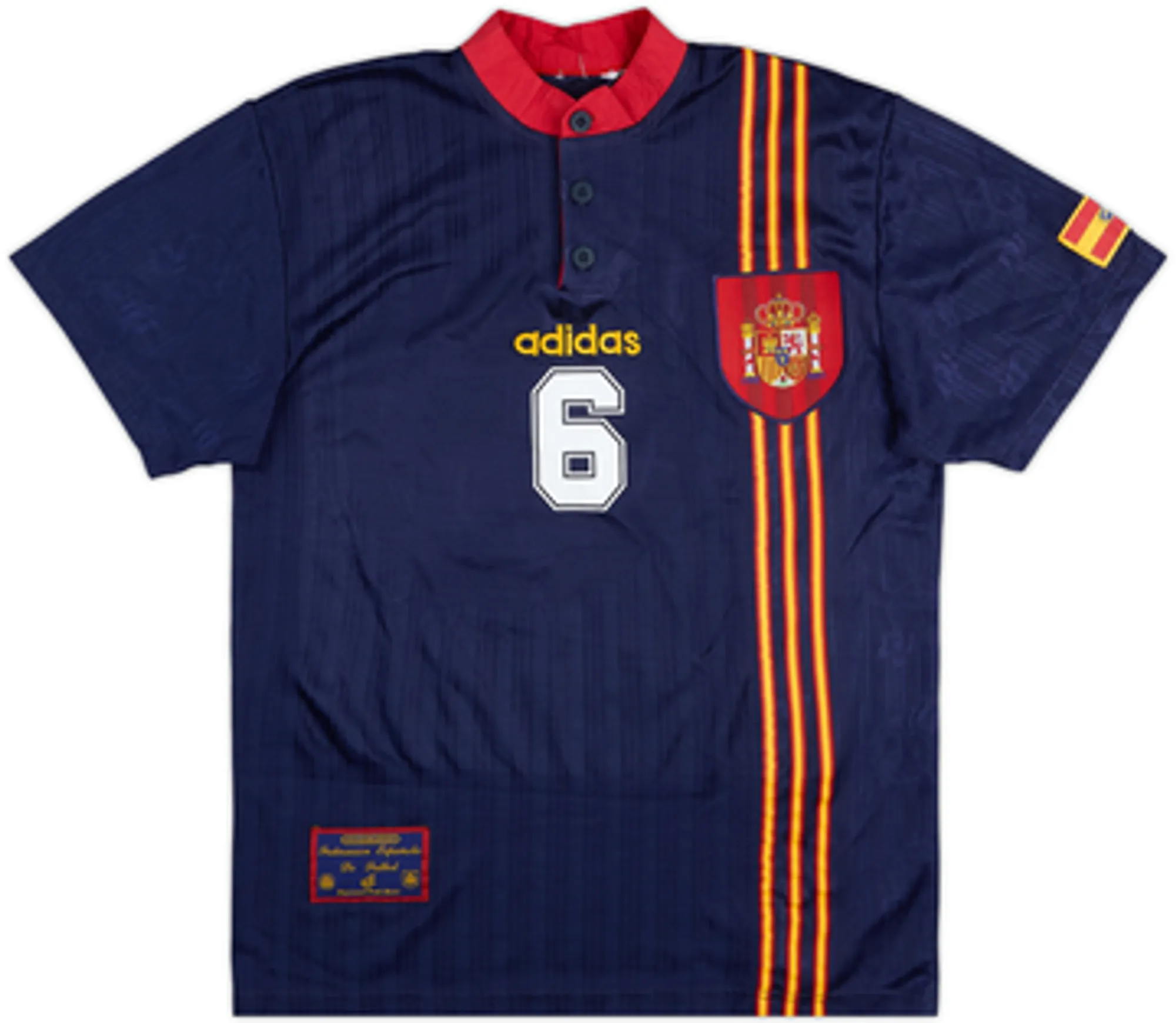 1996-98 Spain Away Shirt R.Hierro #6 - 7/10 - (S)