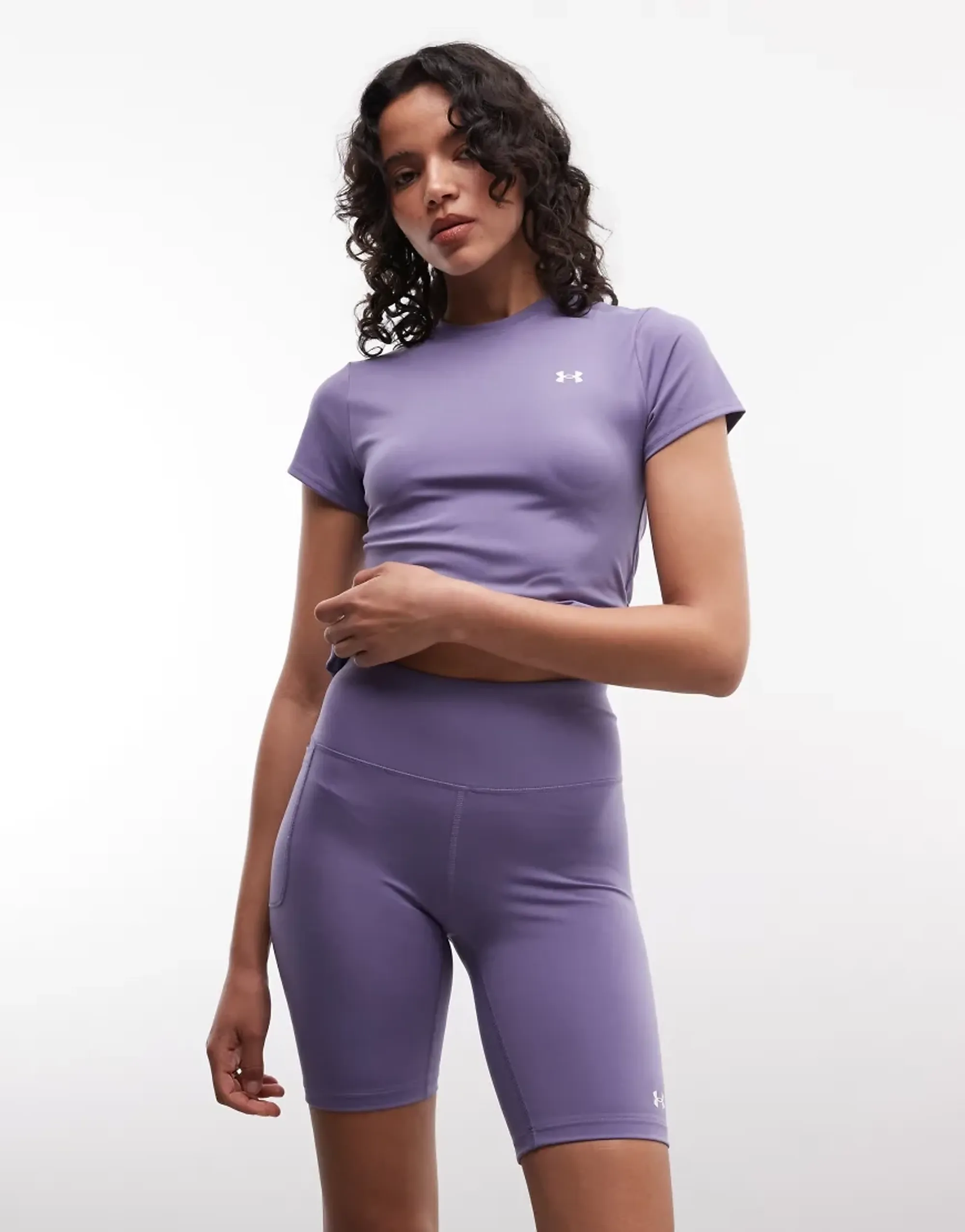 Under Armour Motion Legging Shorts In Purple Luxe