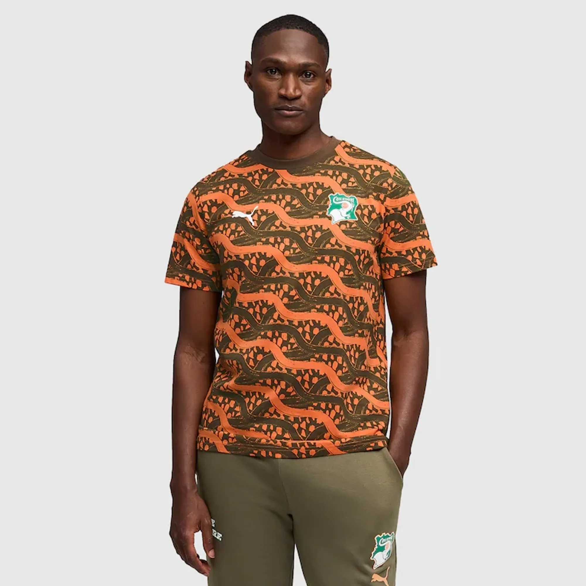 Puma Ivory Coast 2026 FtblCulture T Shirt Loden Green Melon Glow