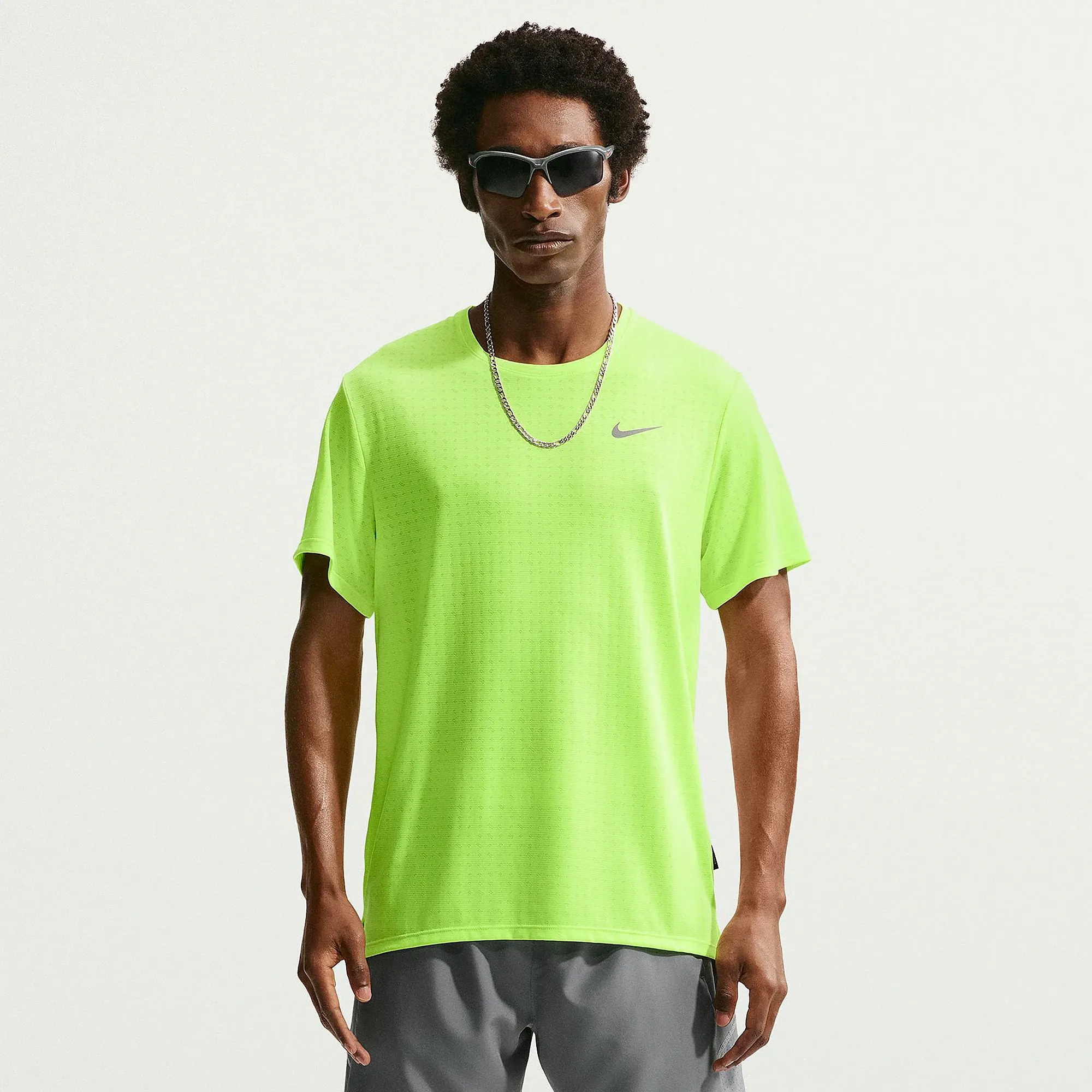 Nike Dri FIT Breathe Miler T Shirt Volt Ice Reflective Silv
