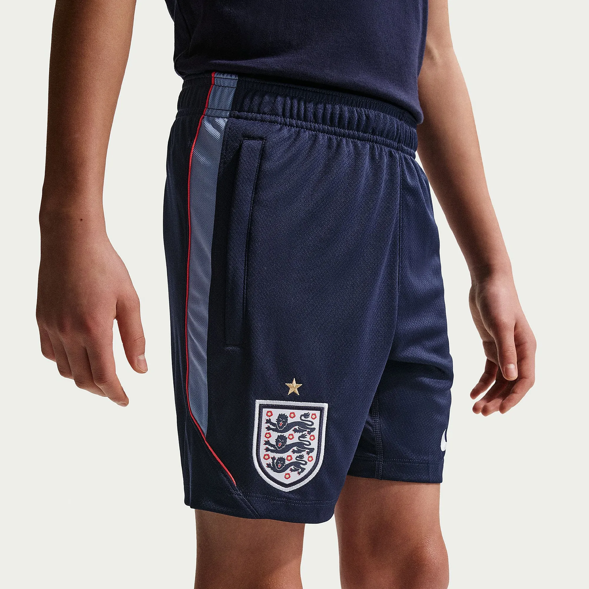 Nike England 2026 Kids Dri FIT Strike Shorts Obsidian Speed Red Work Blue White
