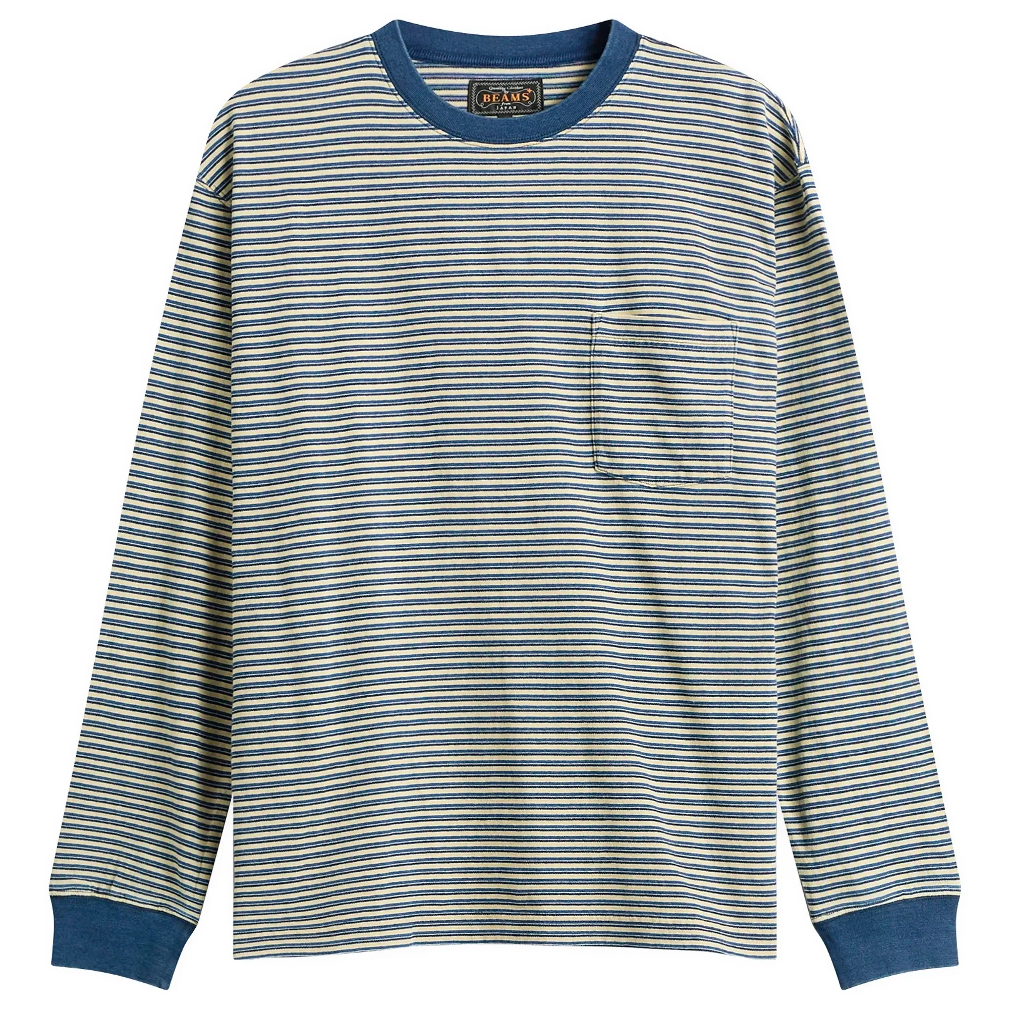 Beams Plus Men's Stripe Long Sleeve T-Shirt Yellow