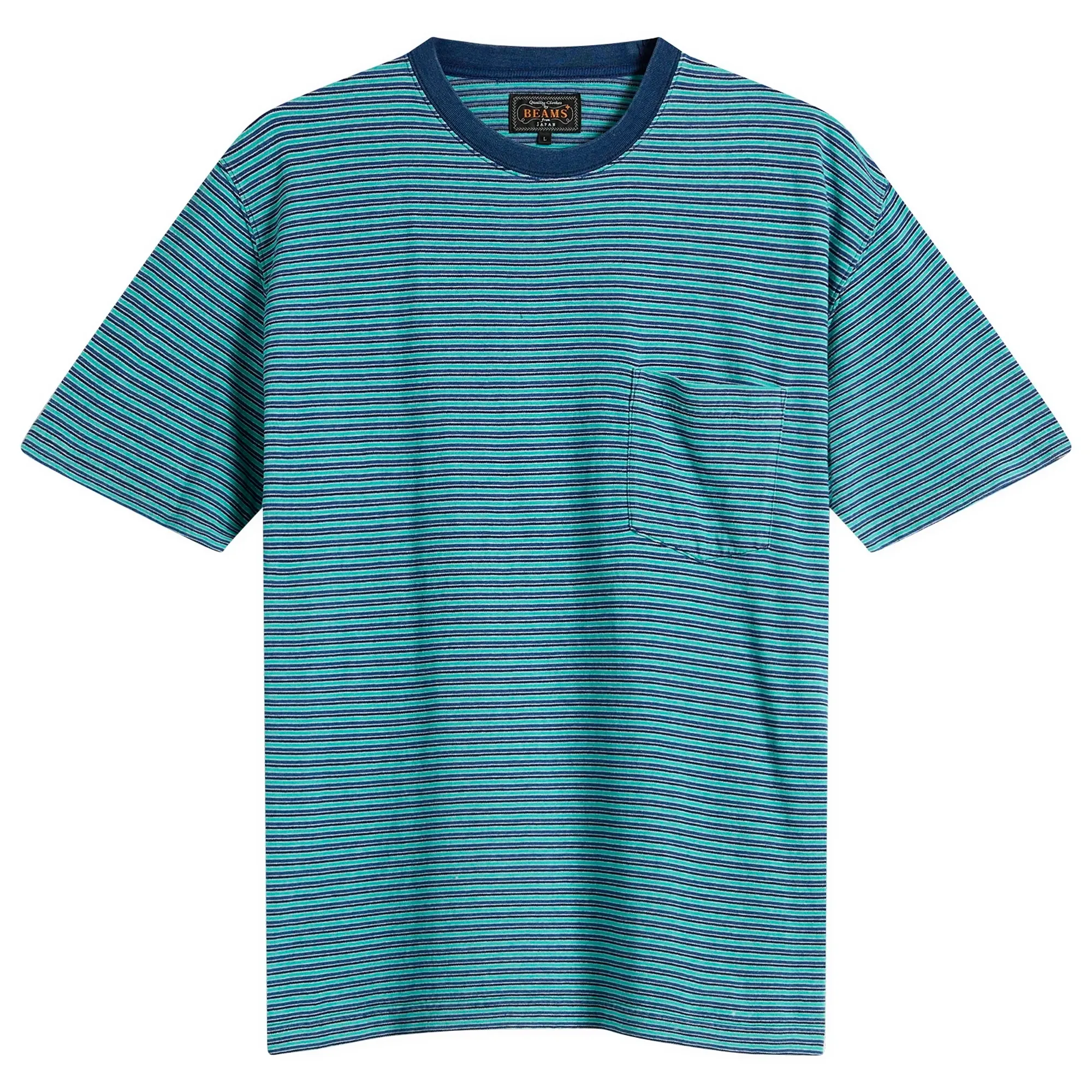 Beams Plus Men's Multi Stripe Pocket T-Shirt Green