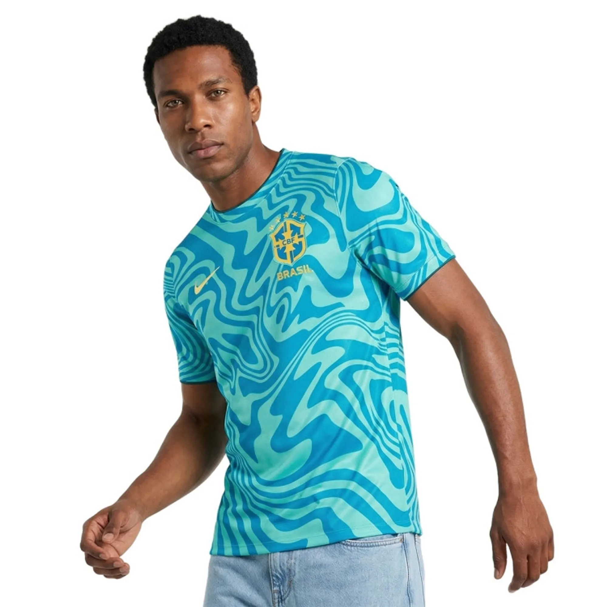 Brazil Training T-Shirt Dri-Fit Academy Pro Pre Match World Cup 2026 - Light Menta/Photo Blue - ['Green']