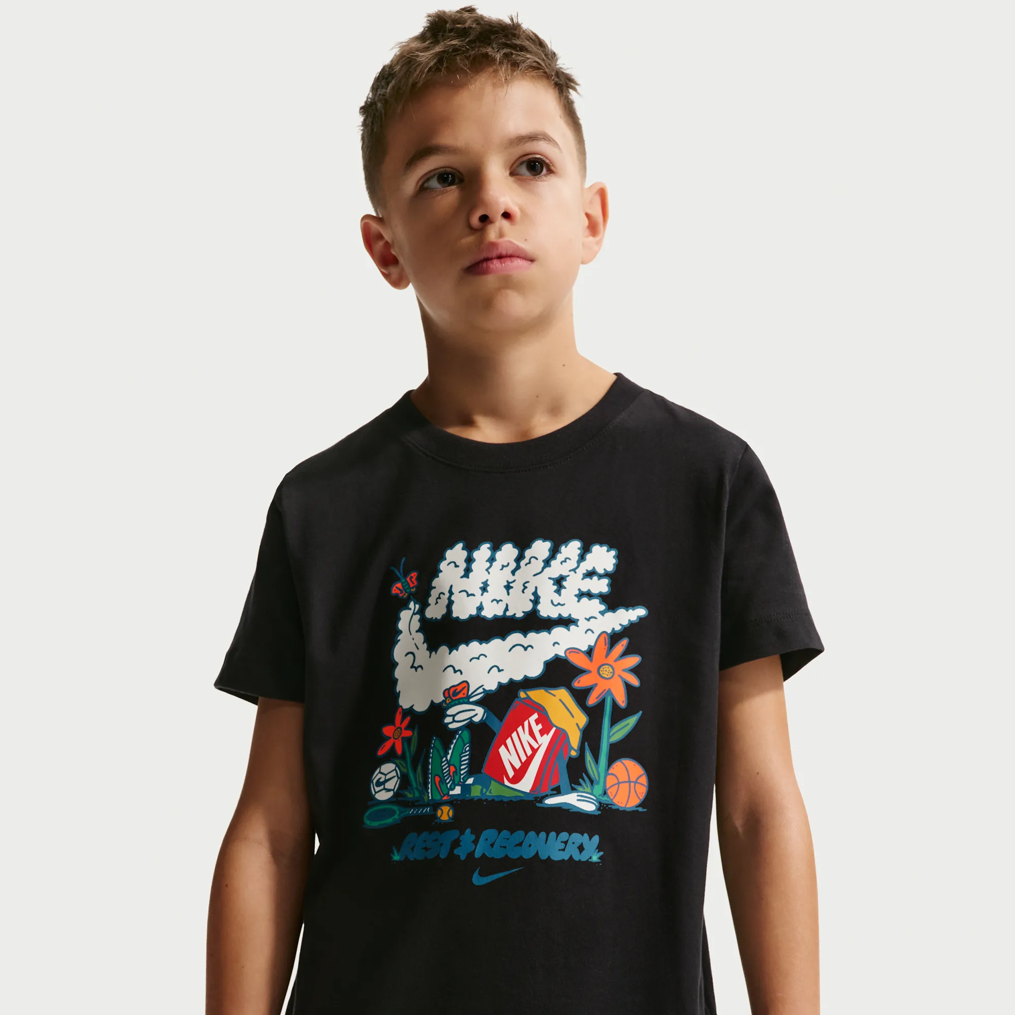Nike Older Kids' T-Shirt - Black - Cotton