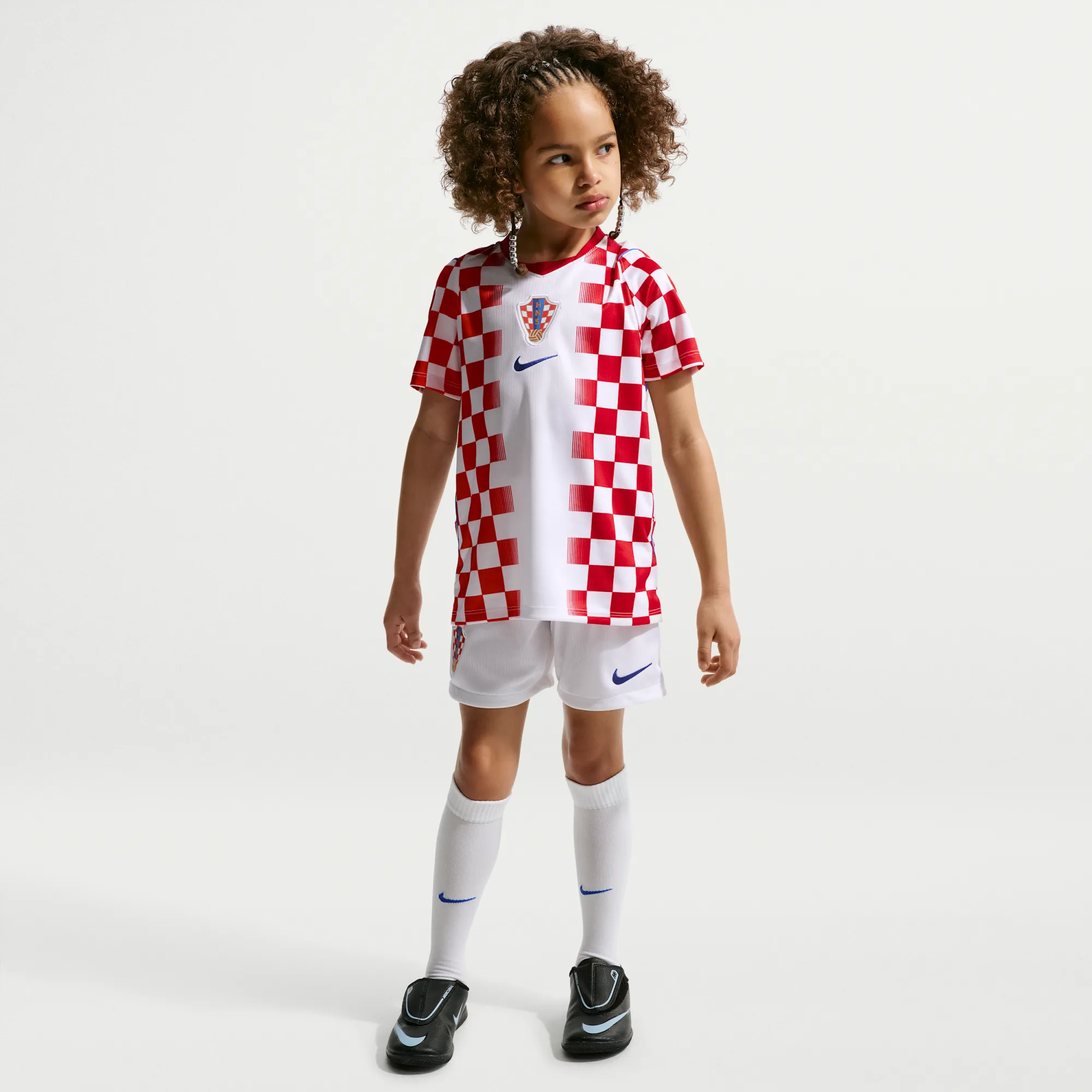Croatia 2026 Stadium Home Younger Kids' Nike Football Replica 3-Piece Kit - White - Polyester