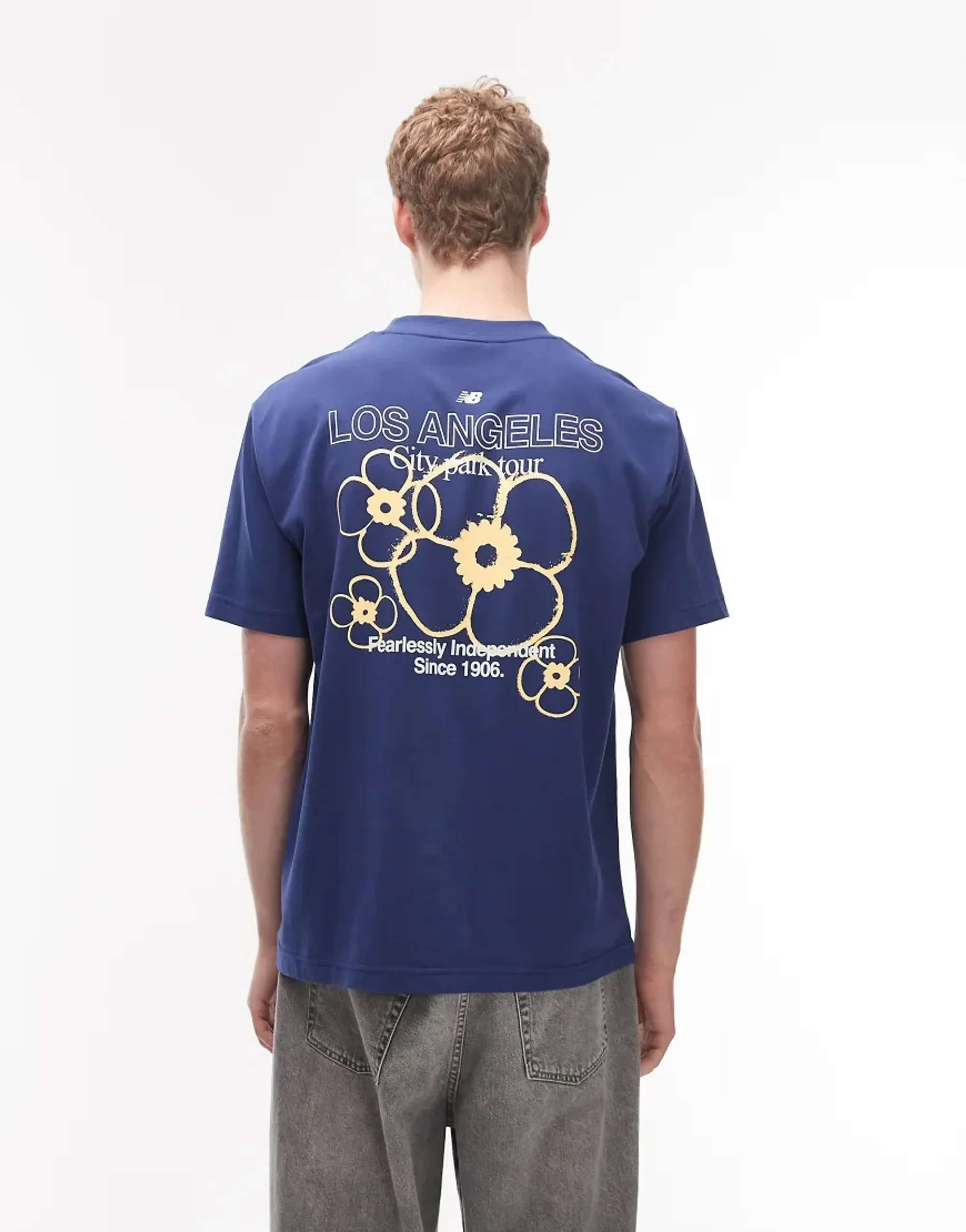 New Balance Men's LA City Run T-Shirt in Blue Polyester