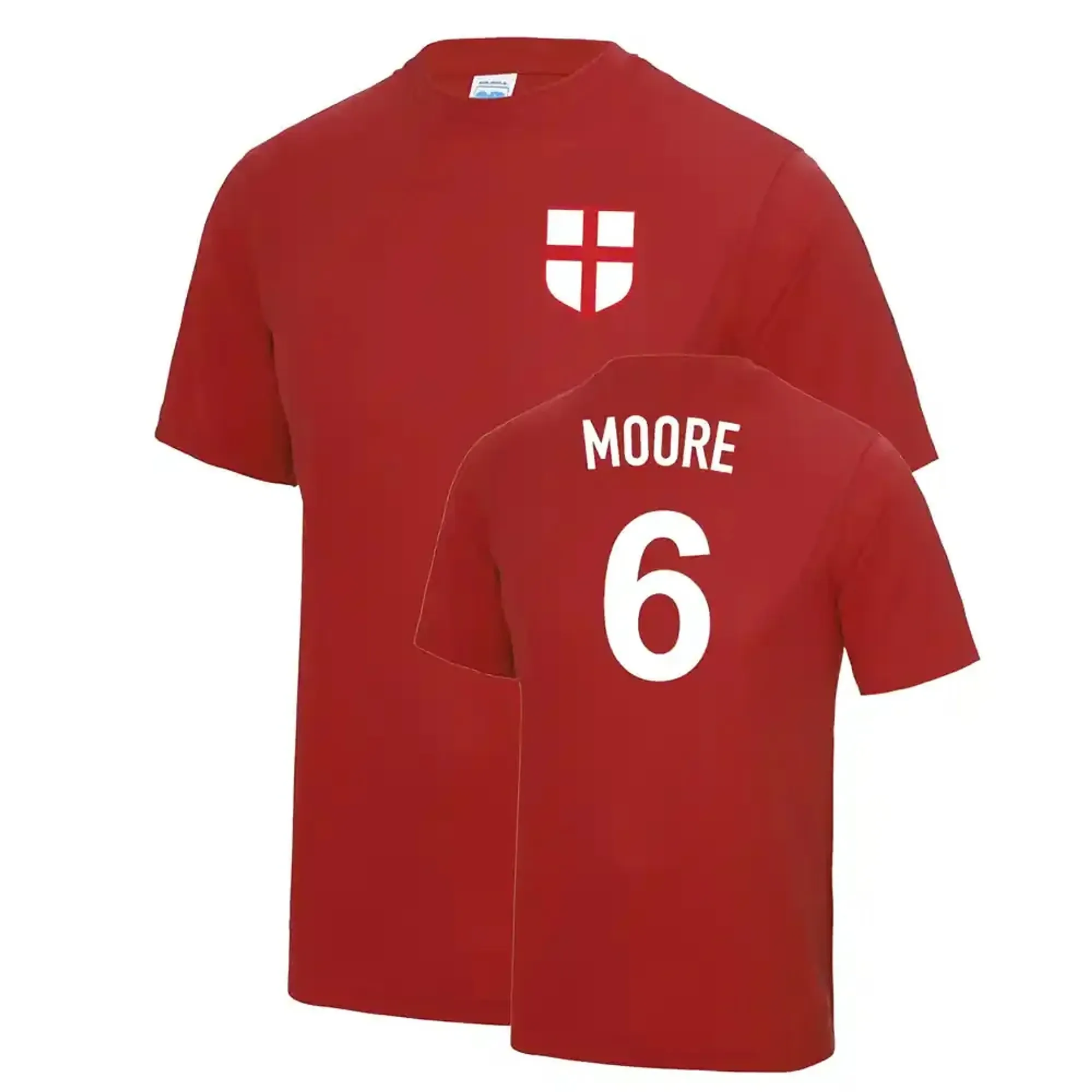 Bobby Moore 1966 England Fancy Dress Football T Shirt - Red