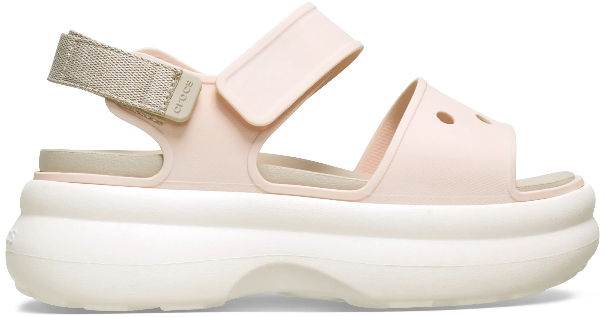 Crocs | Women | Soho Shimmer Y Strap | Sandals | Peach Ice/Frappé/Chalk | 3