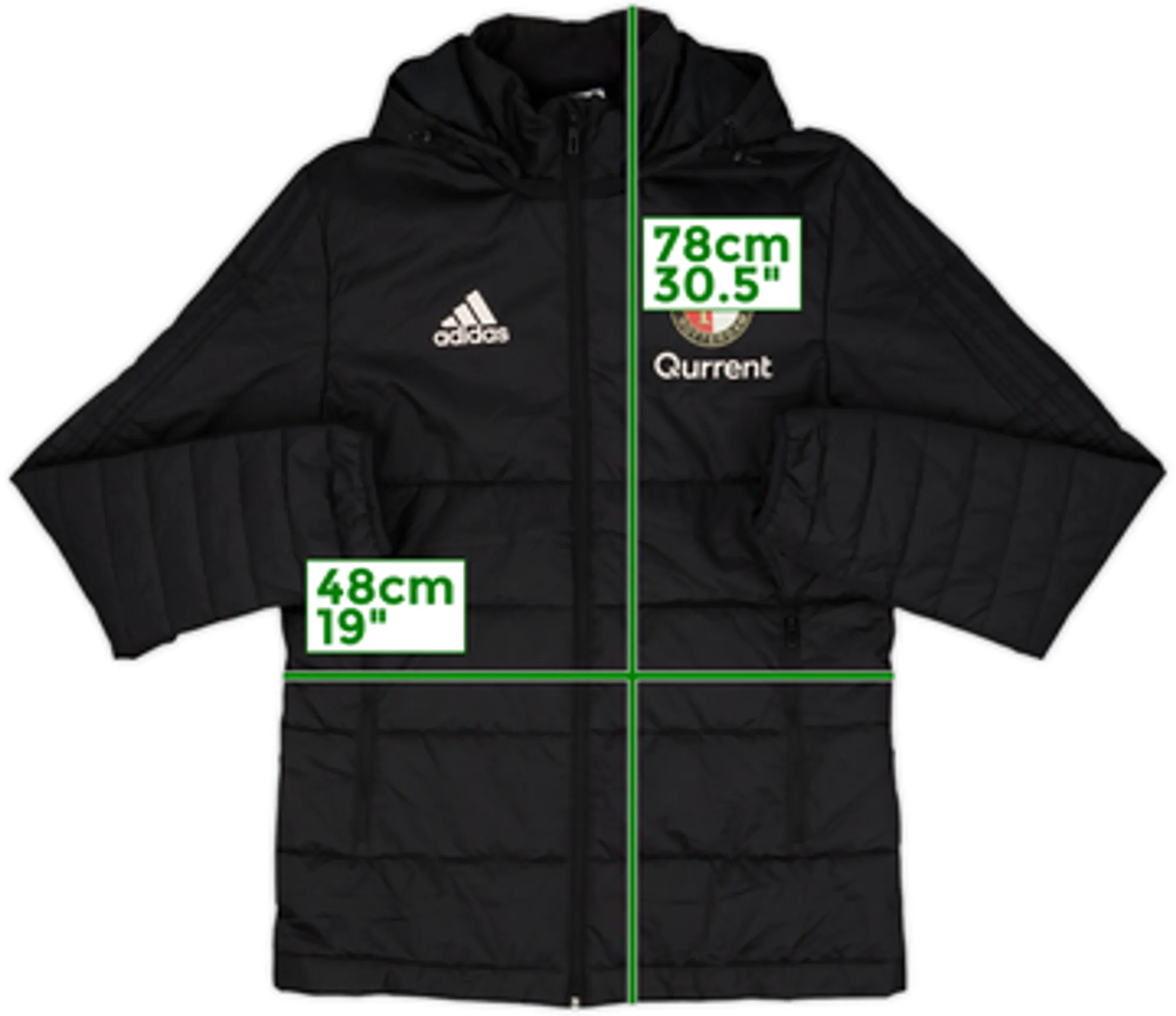 2018-19 Feyenoord adidas Padded Bench Coat - 8/10 - (S)