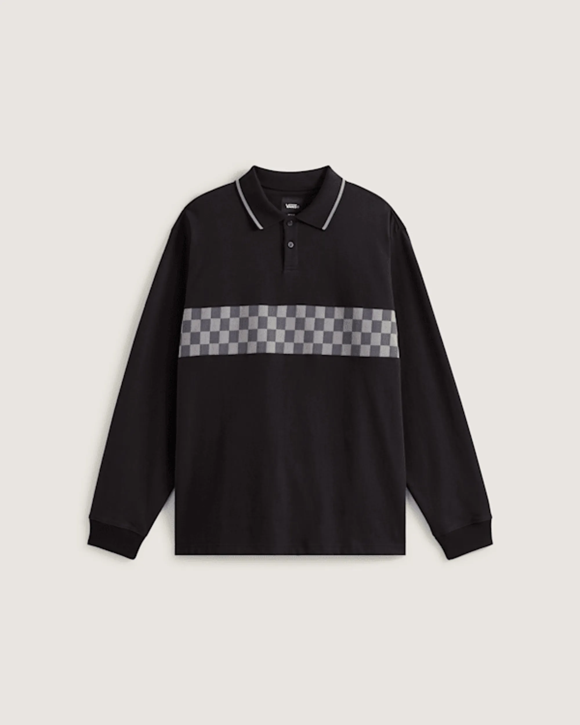 Vans - Medford Checkerboard Long Sleeve Polo, Man, Black