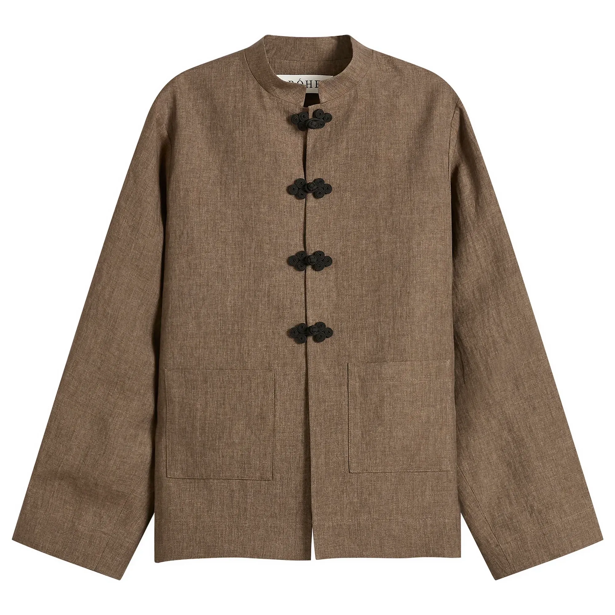 Rohe Mandarin linen jacket Brown Melange