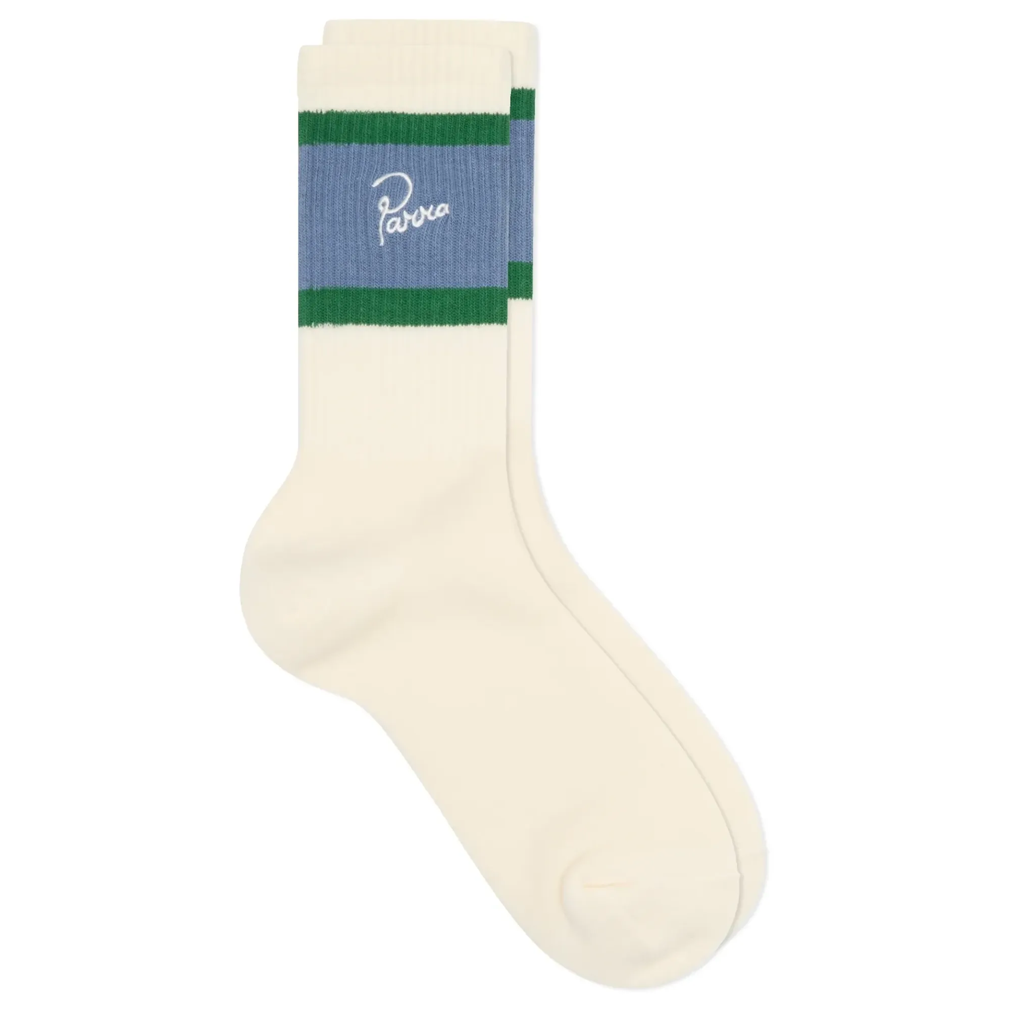 By Parra Men's Signature Striped Crew Socks White/Green