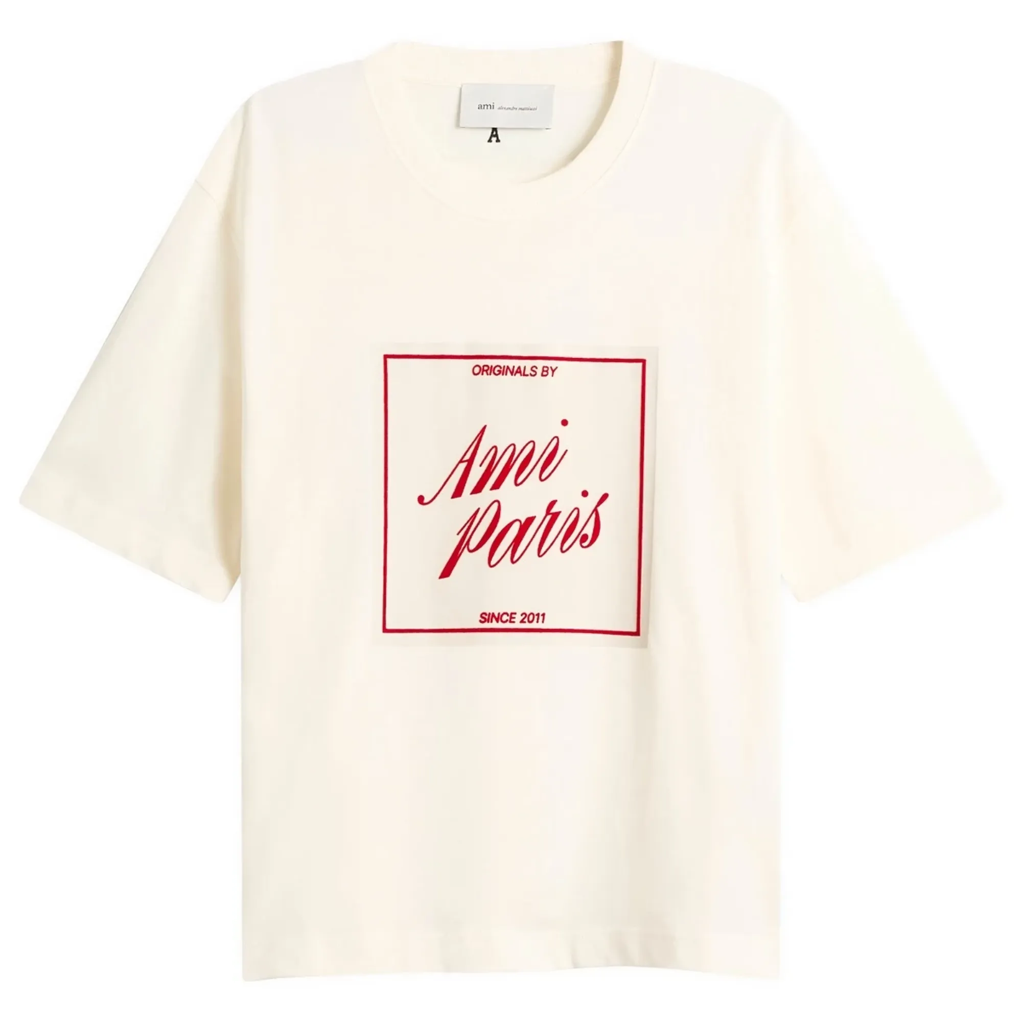 AMI Paris Men's Boxy Fit Short Sleeve T-Shirt Blanc Creme