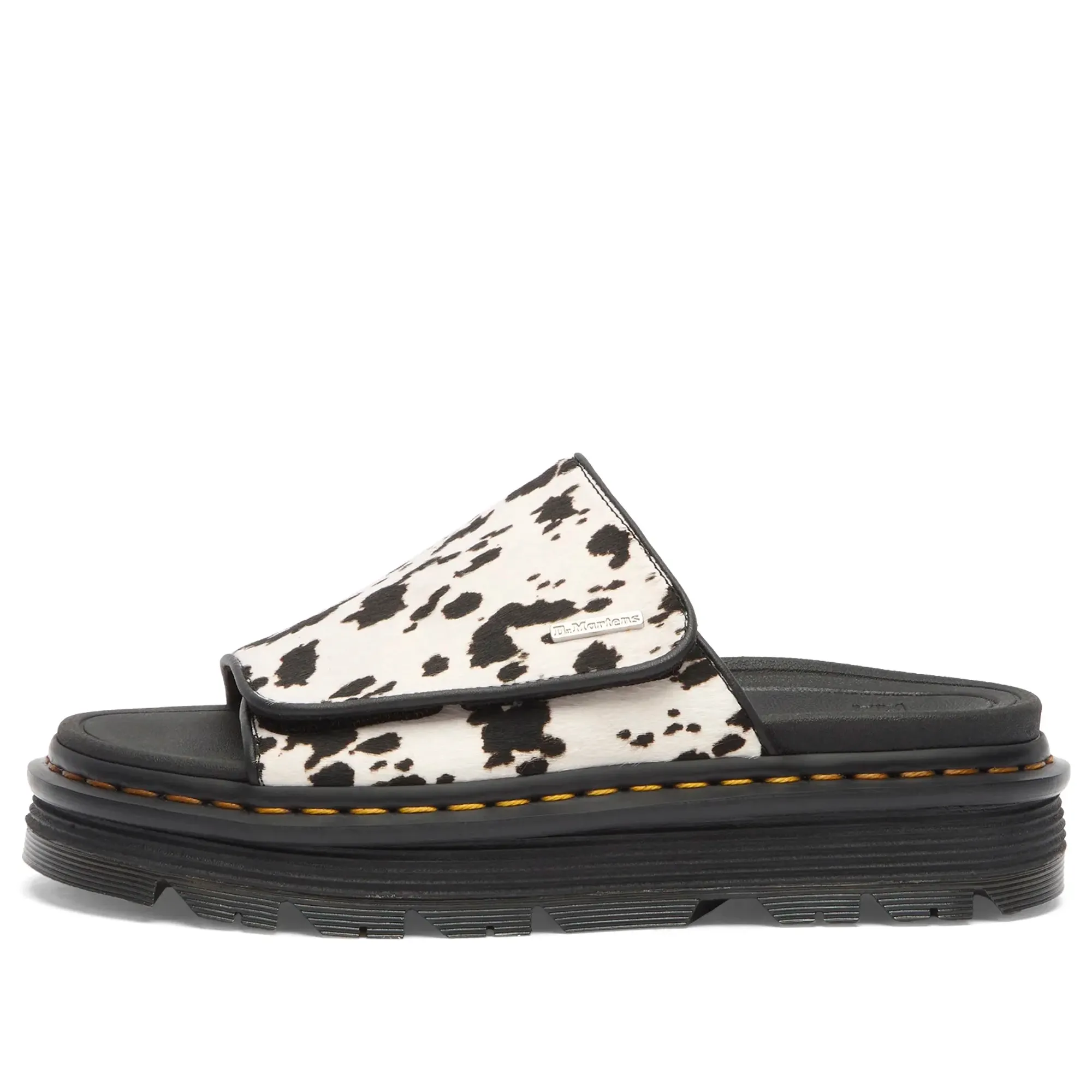 Dr. Martens Women's ZebZag Slide Cream/Black Dalmatian Print Hair On