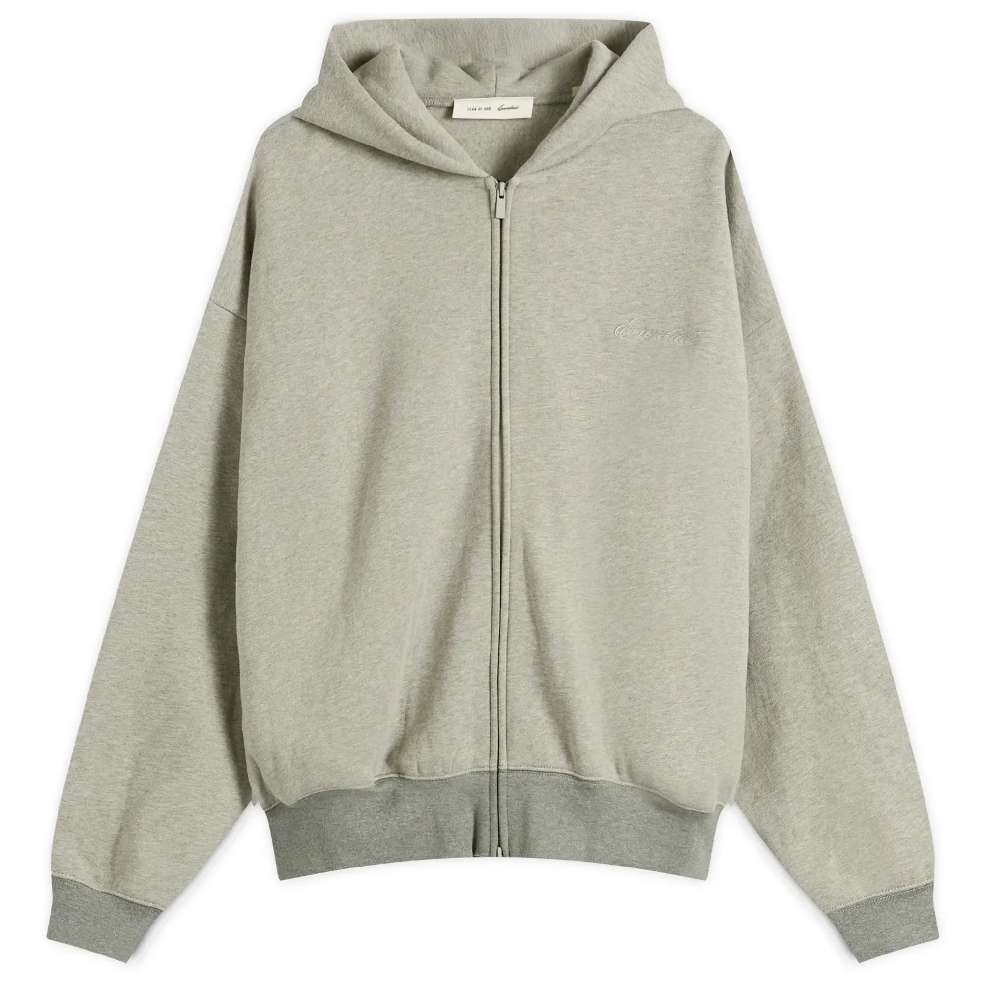Fear of God ESSENTIALS Men's Signature Classic Zip Hoodie Concrete Heather