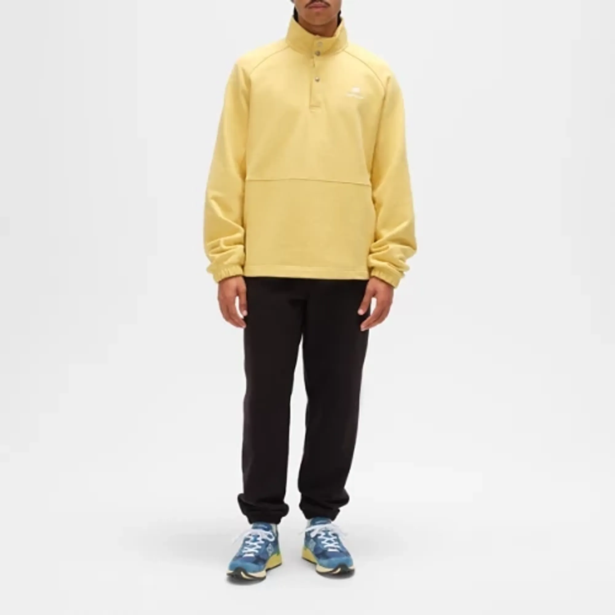 New Balance Men's Made in USA Quarter Zip Sweatshirt in Beige Cotton Fleece