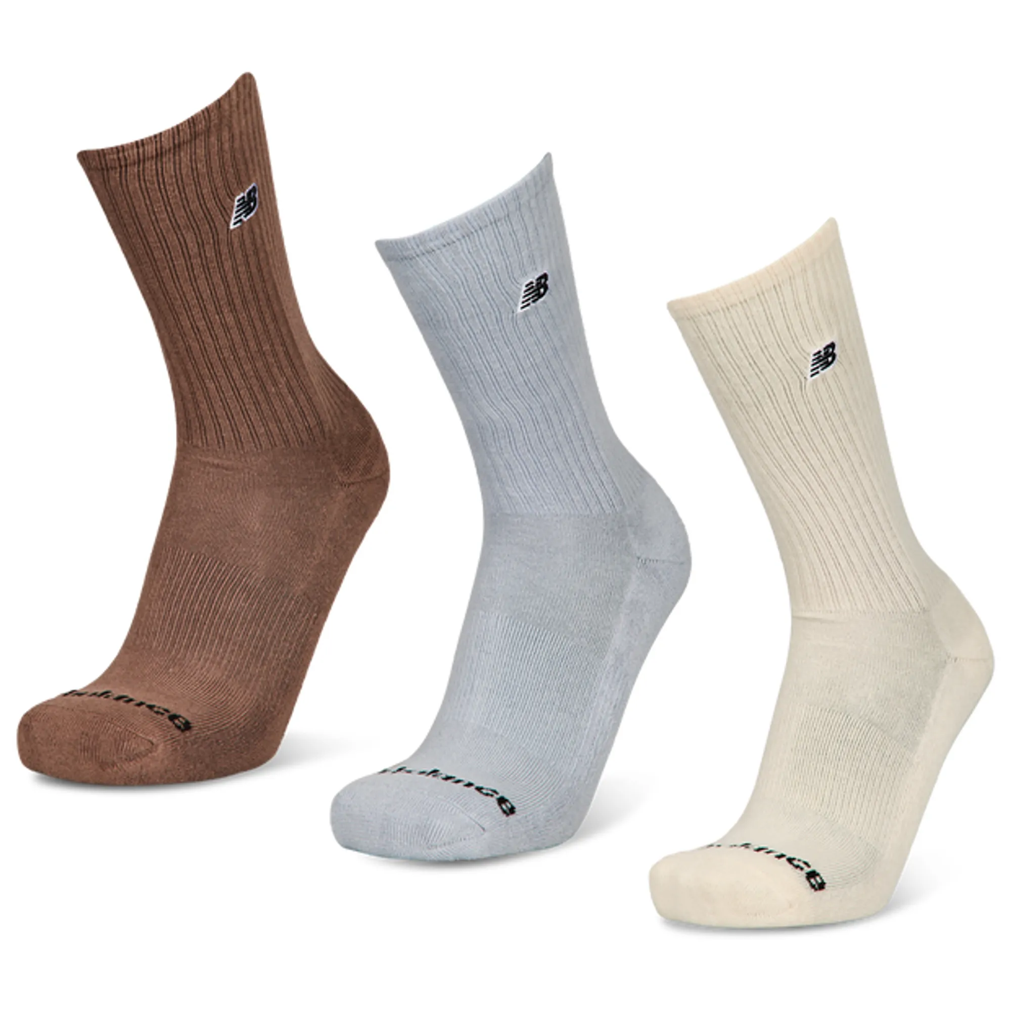 New Balance Crew 3 Pack Unisex Socks - Beige