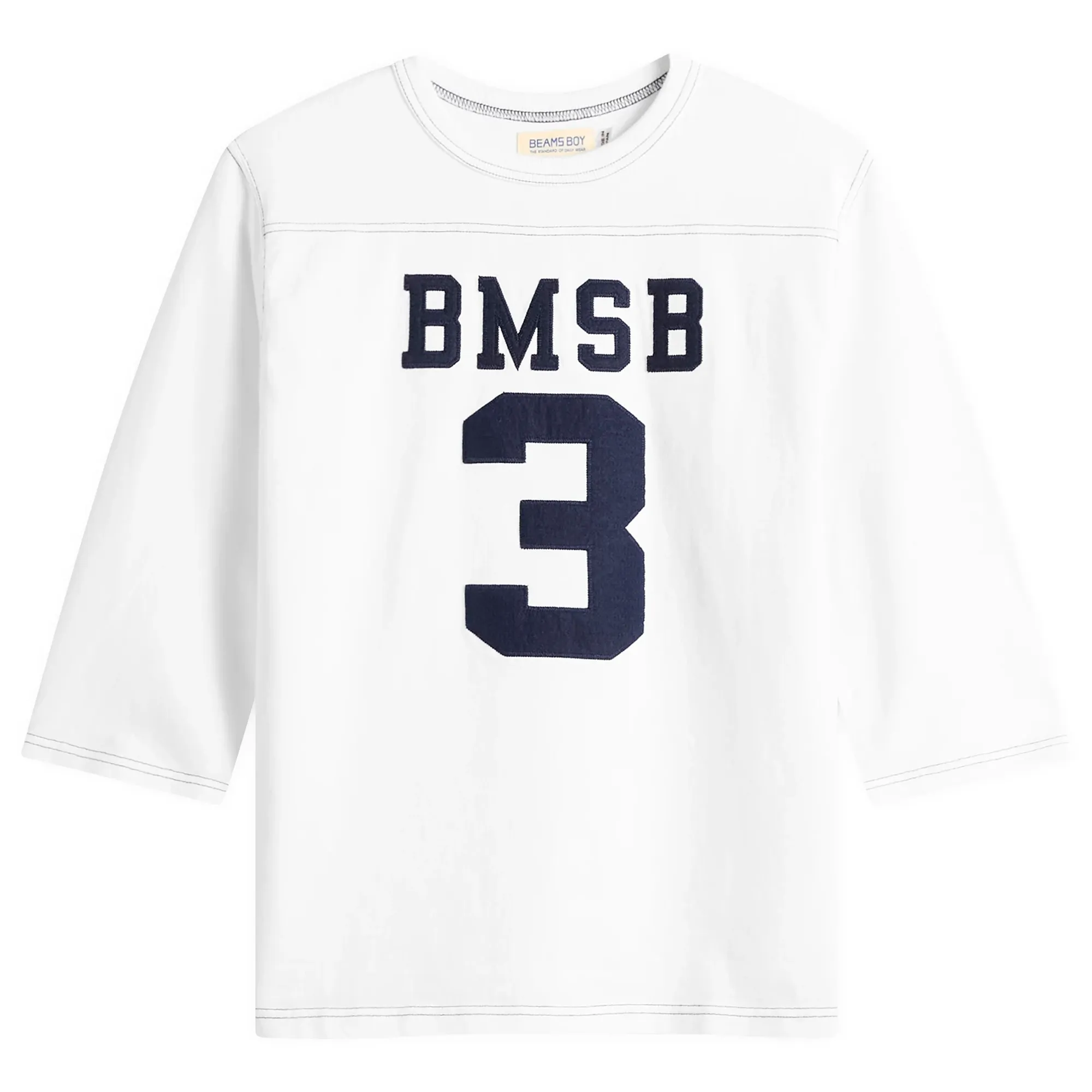 Beams Boy Women's 3/4 Sleeve Football T-Shirt White