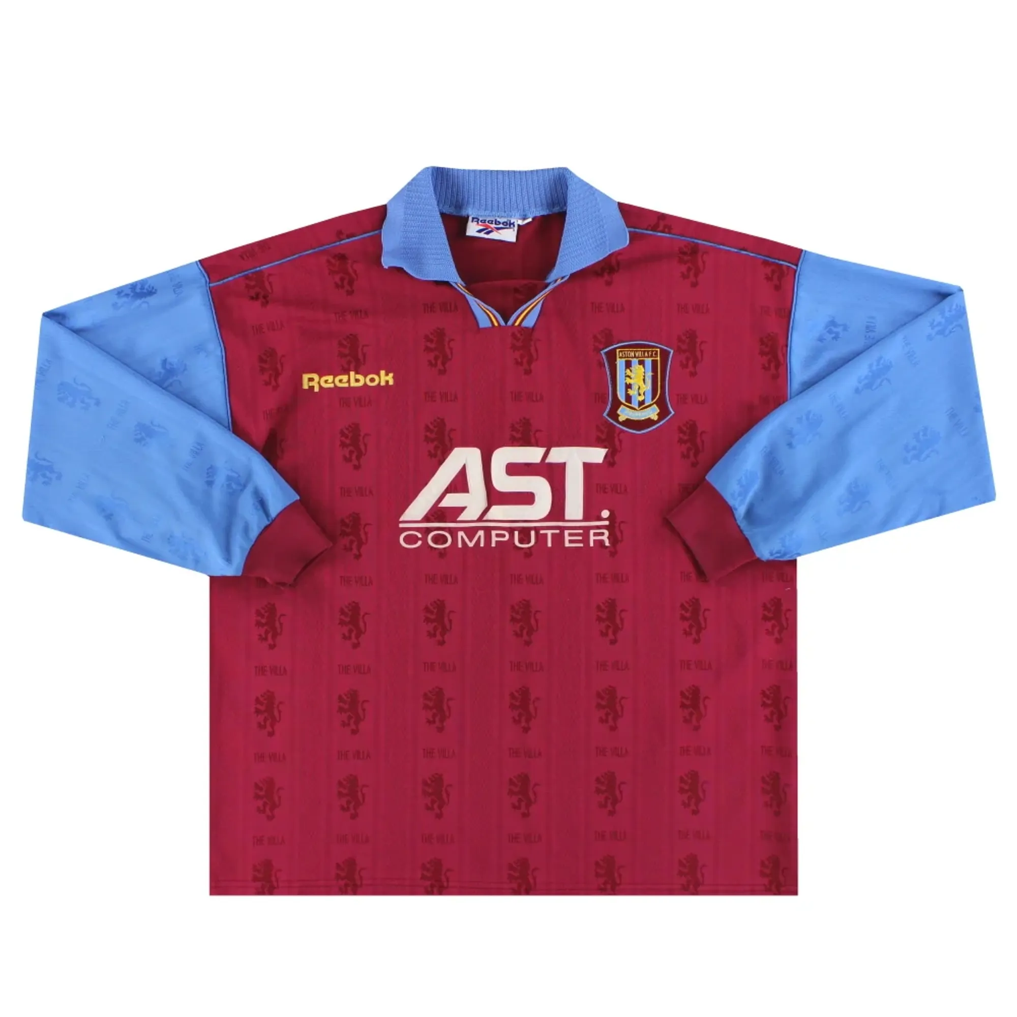 1995-97 Aston Villa Reebok Player Issue Home Shirt L/S XL - Aston Villa / Excellent 
