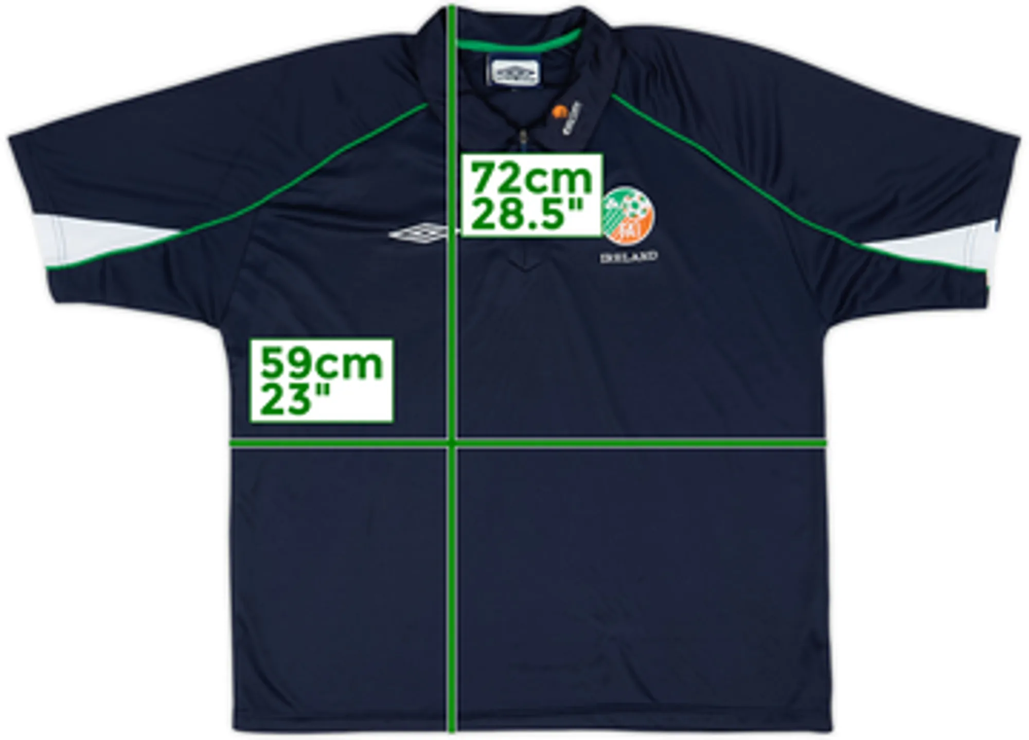 2002 Ireland Umbro 1/4 Zip Polo Shirt - 9/10 - (XL)