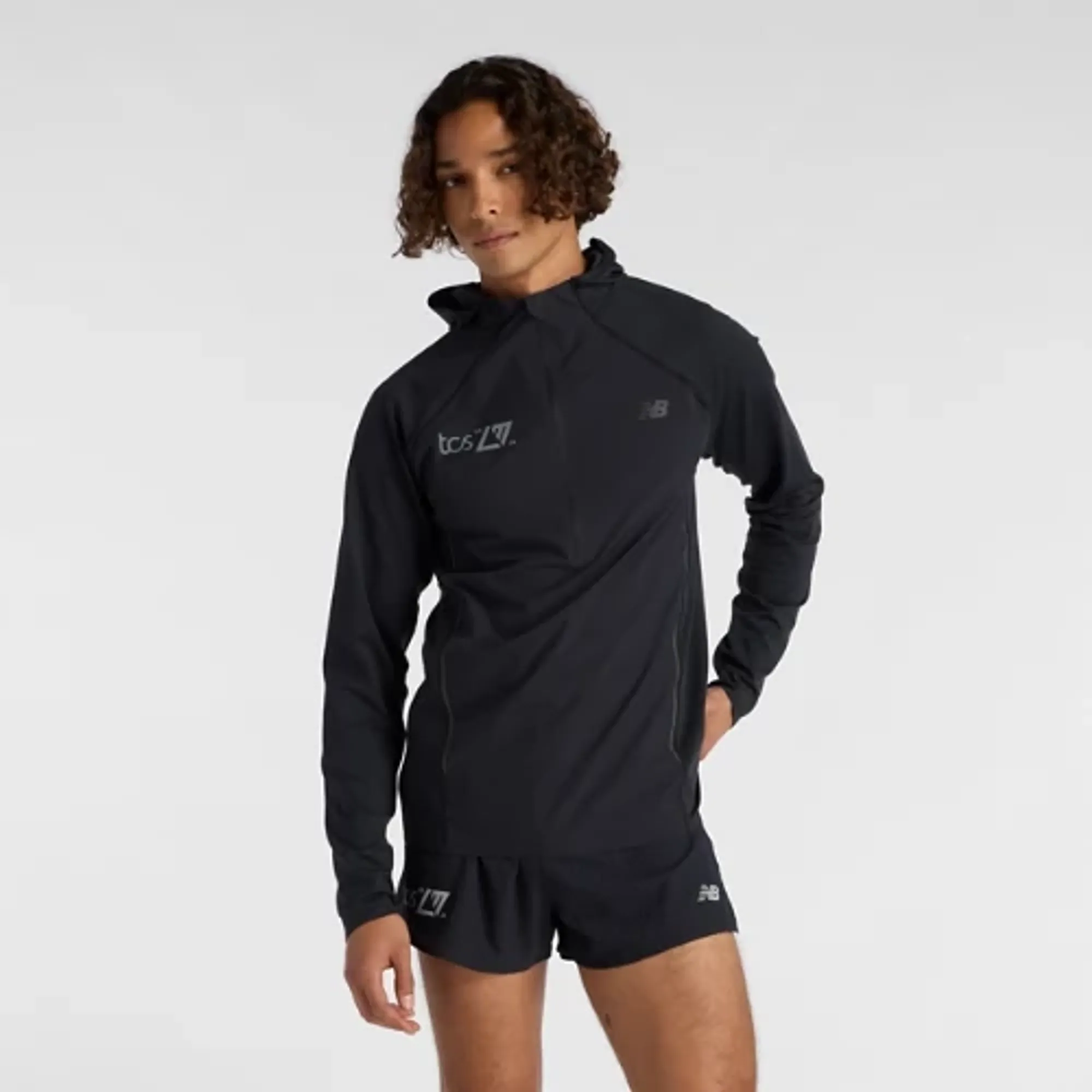 New Balance Men's London Edition Reflective Run Hoodie in Black Polyester