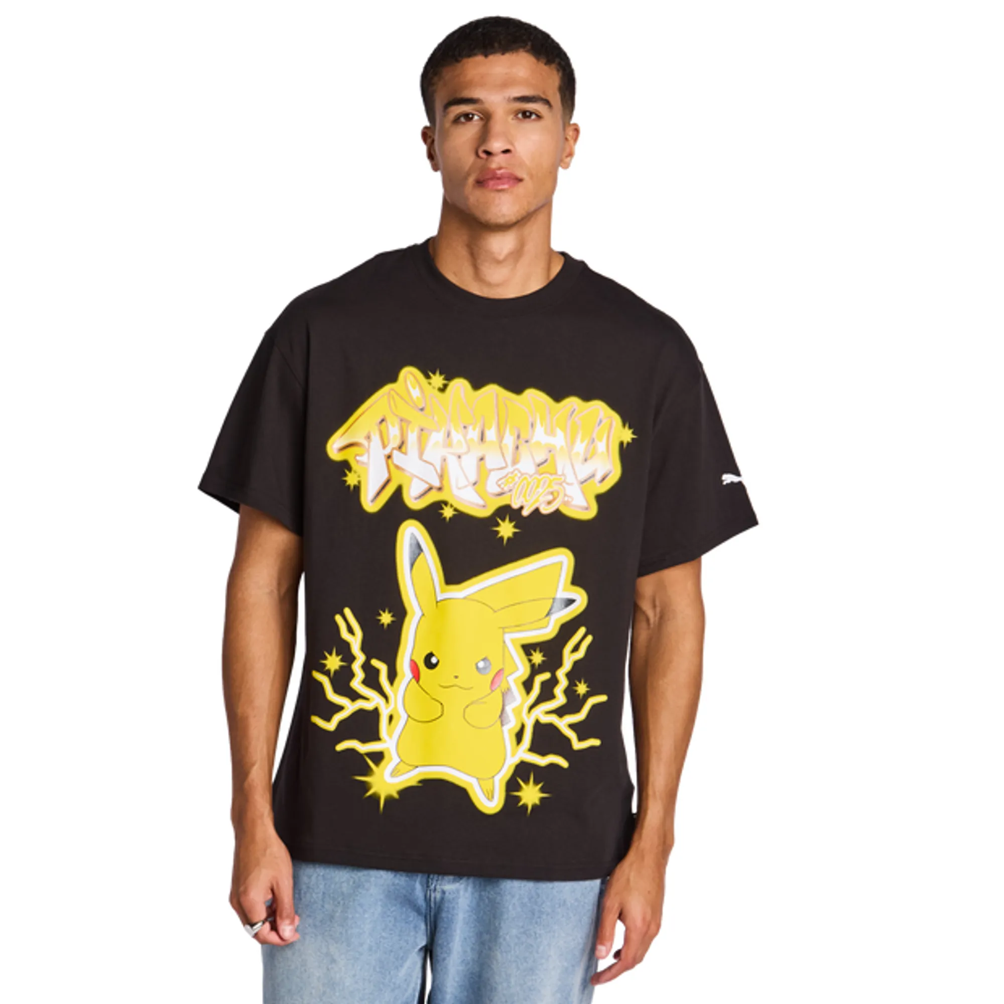 PUMA x POKÃMON Pikachu Oversized T-Shirt Men in Black | Size 3XL