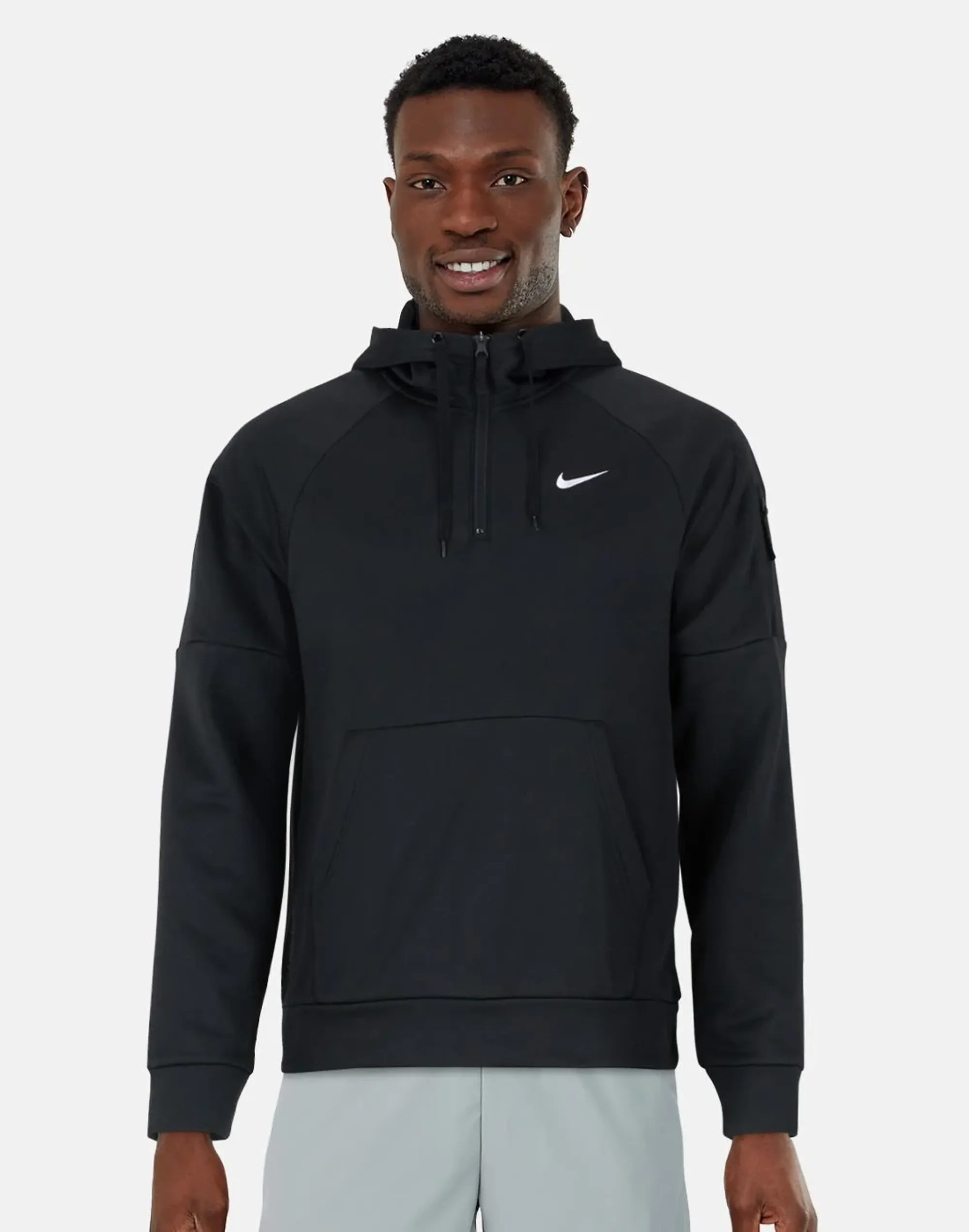 Men's Nike Thermafit Quarter Zip Top Hoodie in Black 