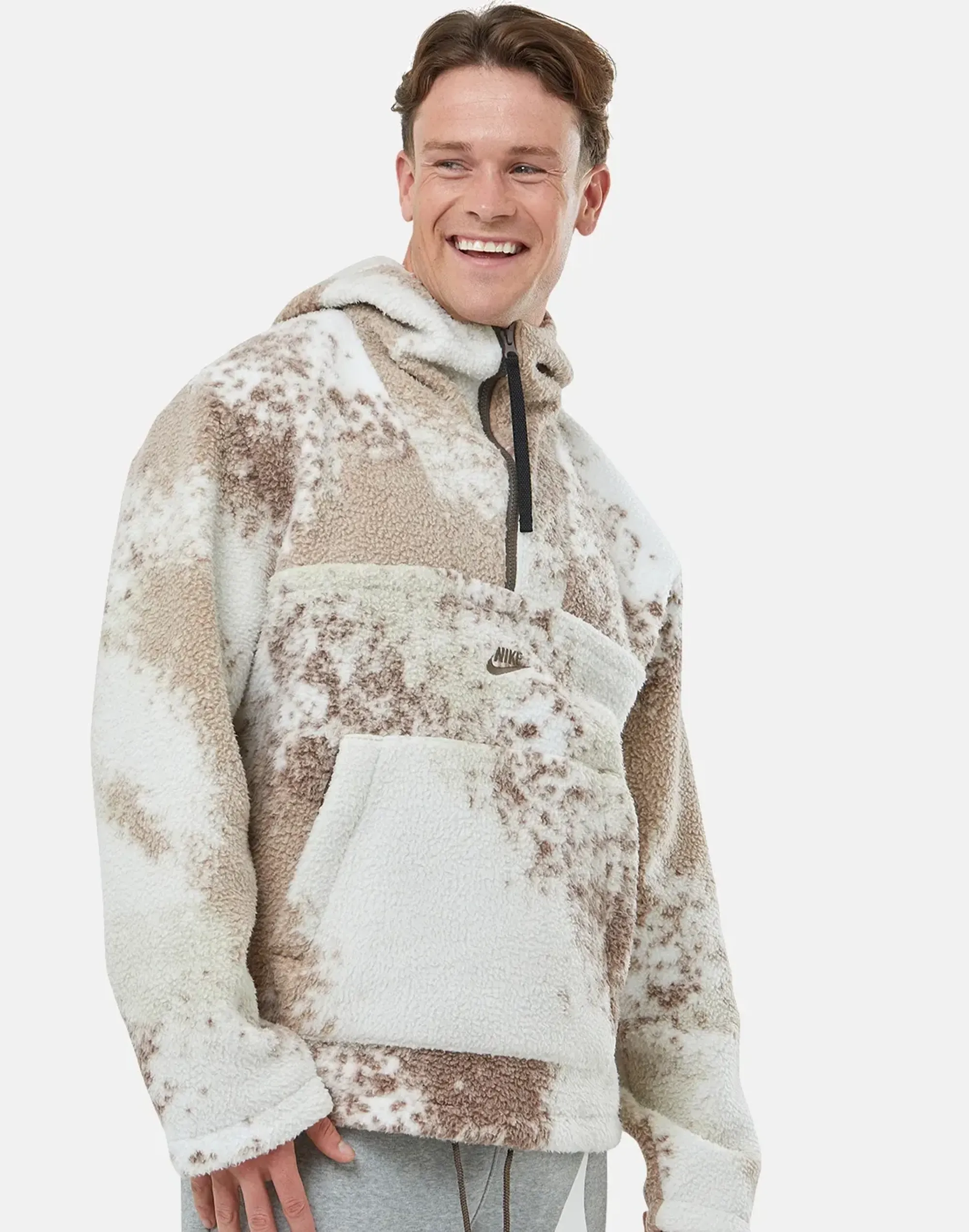 Men's Nike Sherpa Hooded Jacket in White 