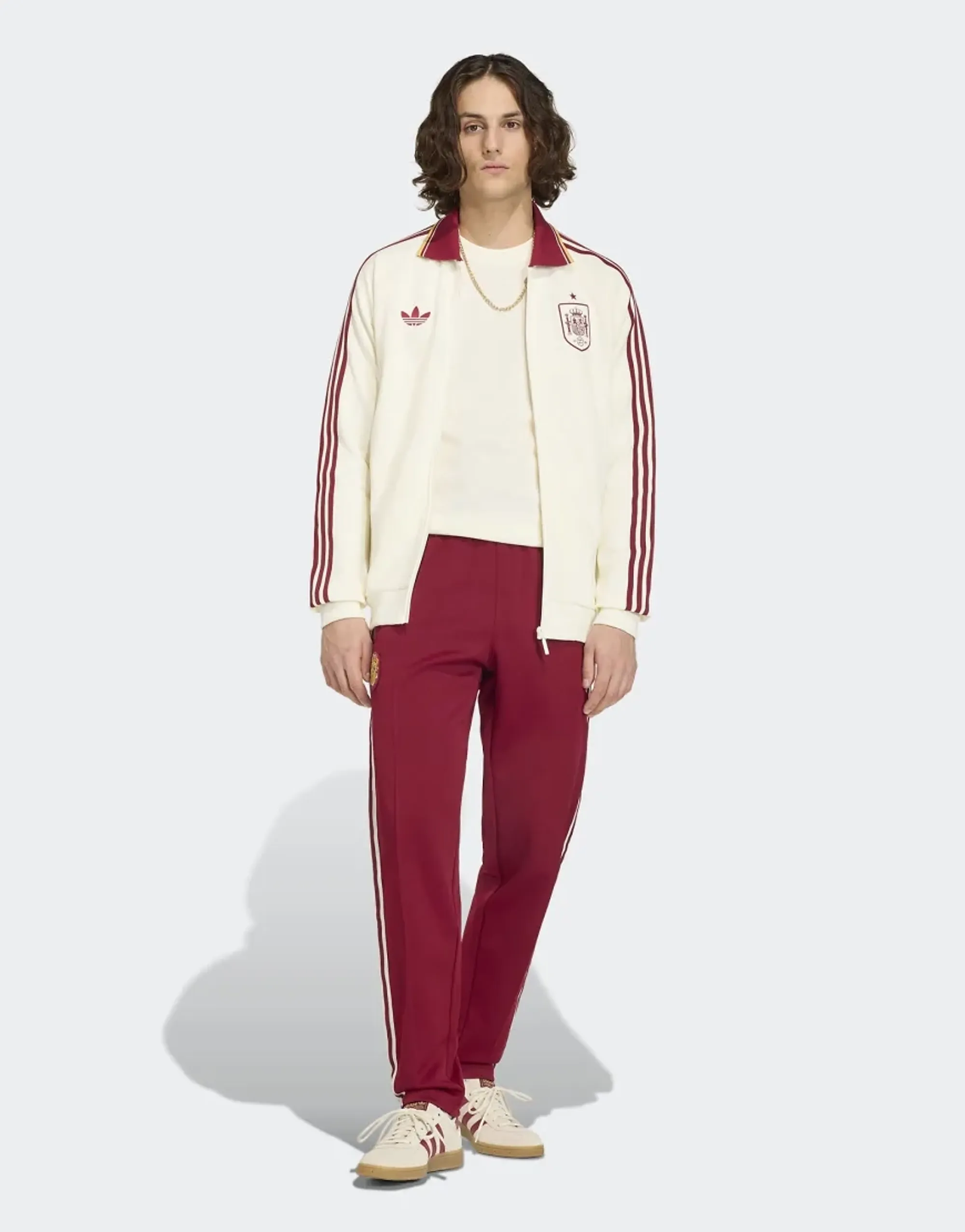 Adidas Performance Spain Away Anthem Jacket In Off White