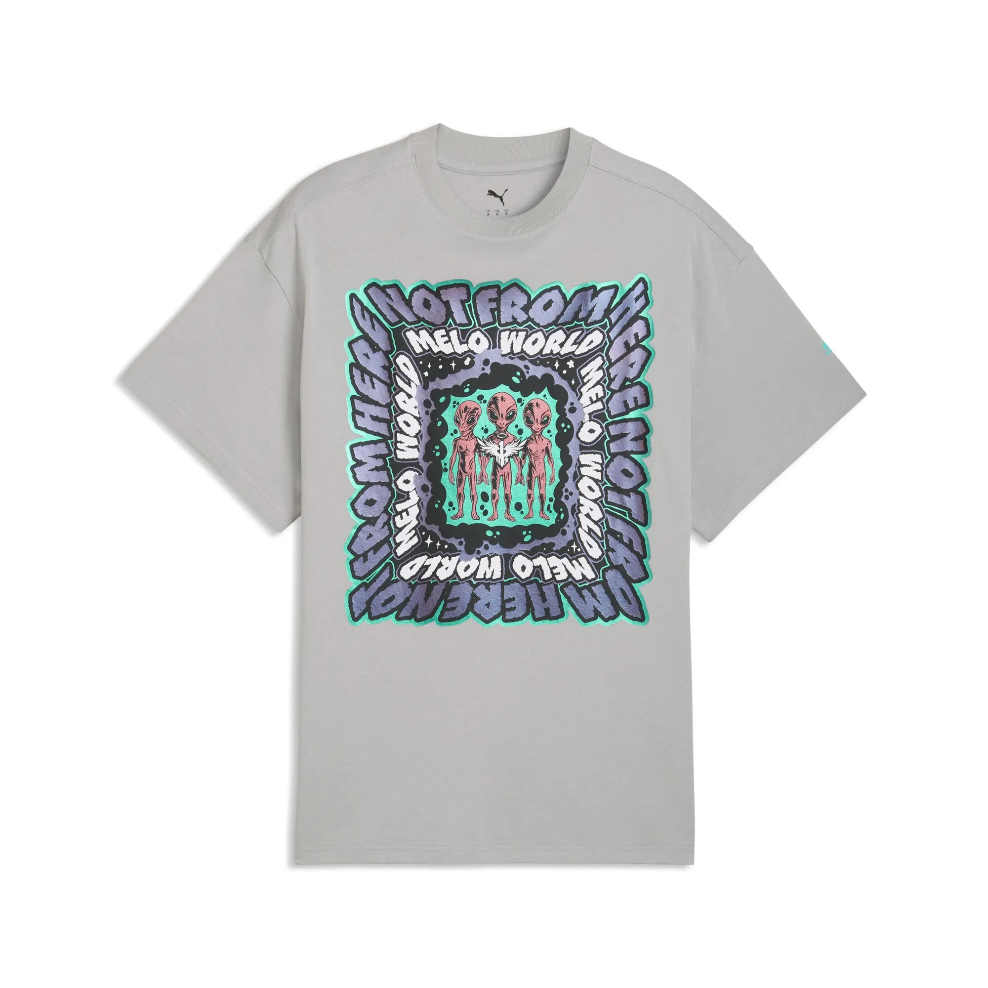 PUMA Melo World T-Shirt II Oversized T-Shirt Men in Gray | Size Large