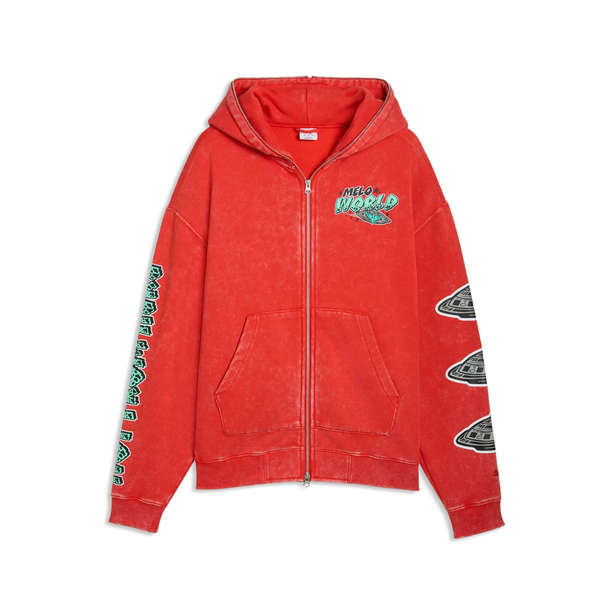 PUMA Melo World Zip Up Hoodie Men in Red | Size Large