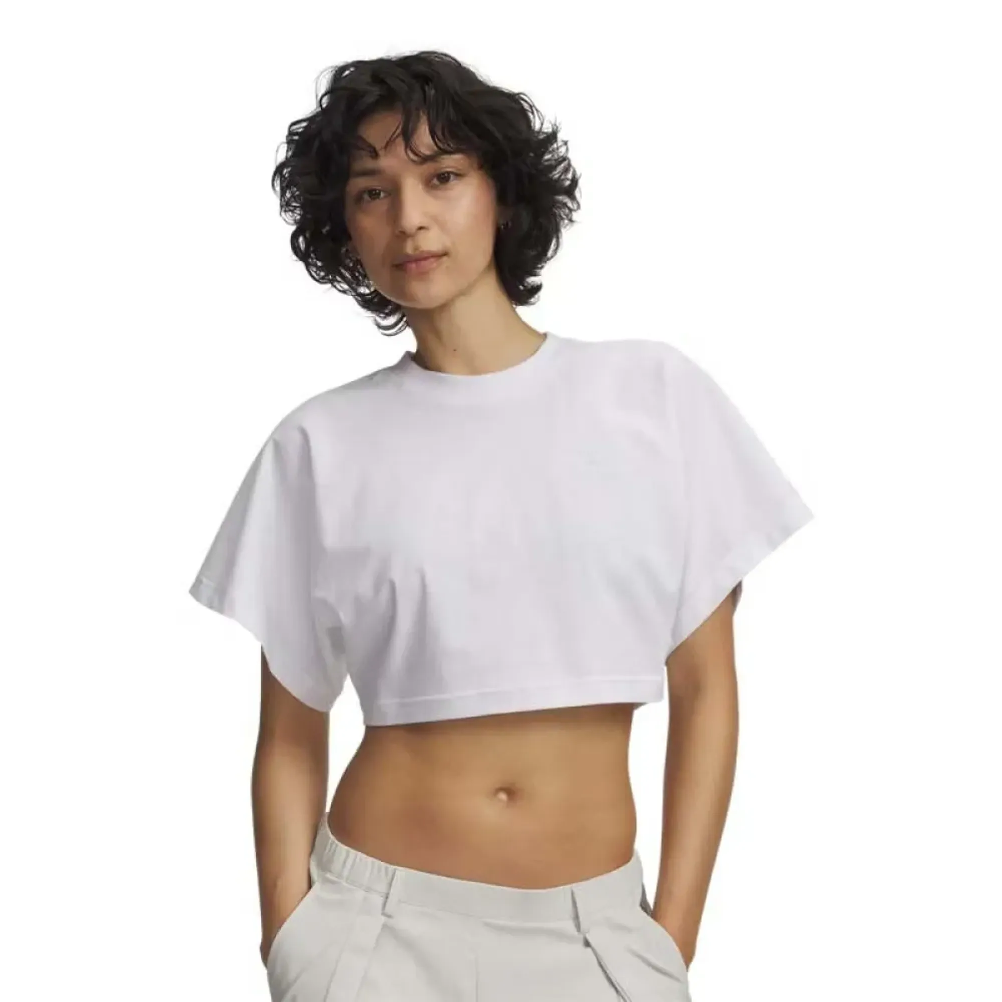 Under Armour  Cropped Script Women's Short Sleeve White / White L
