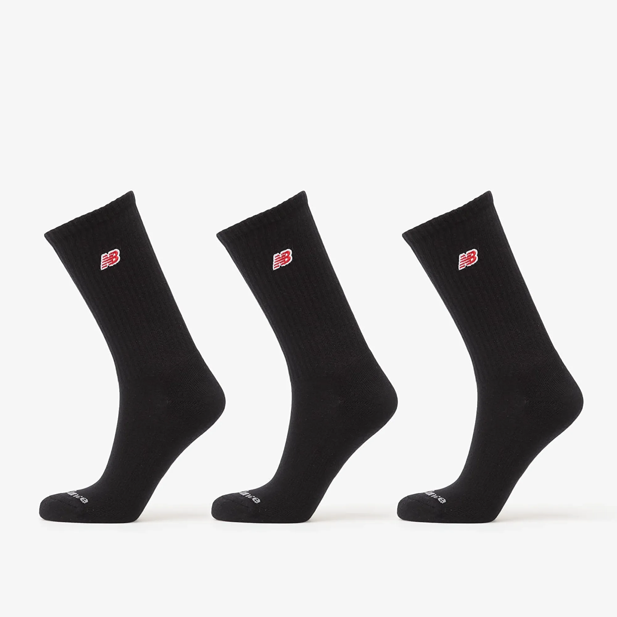 New Balance Red Patch Logo Crew Socks 3-Pack Black M