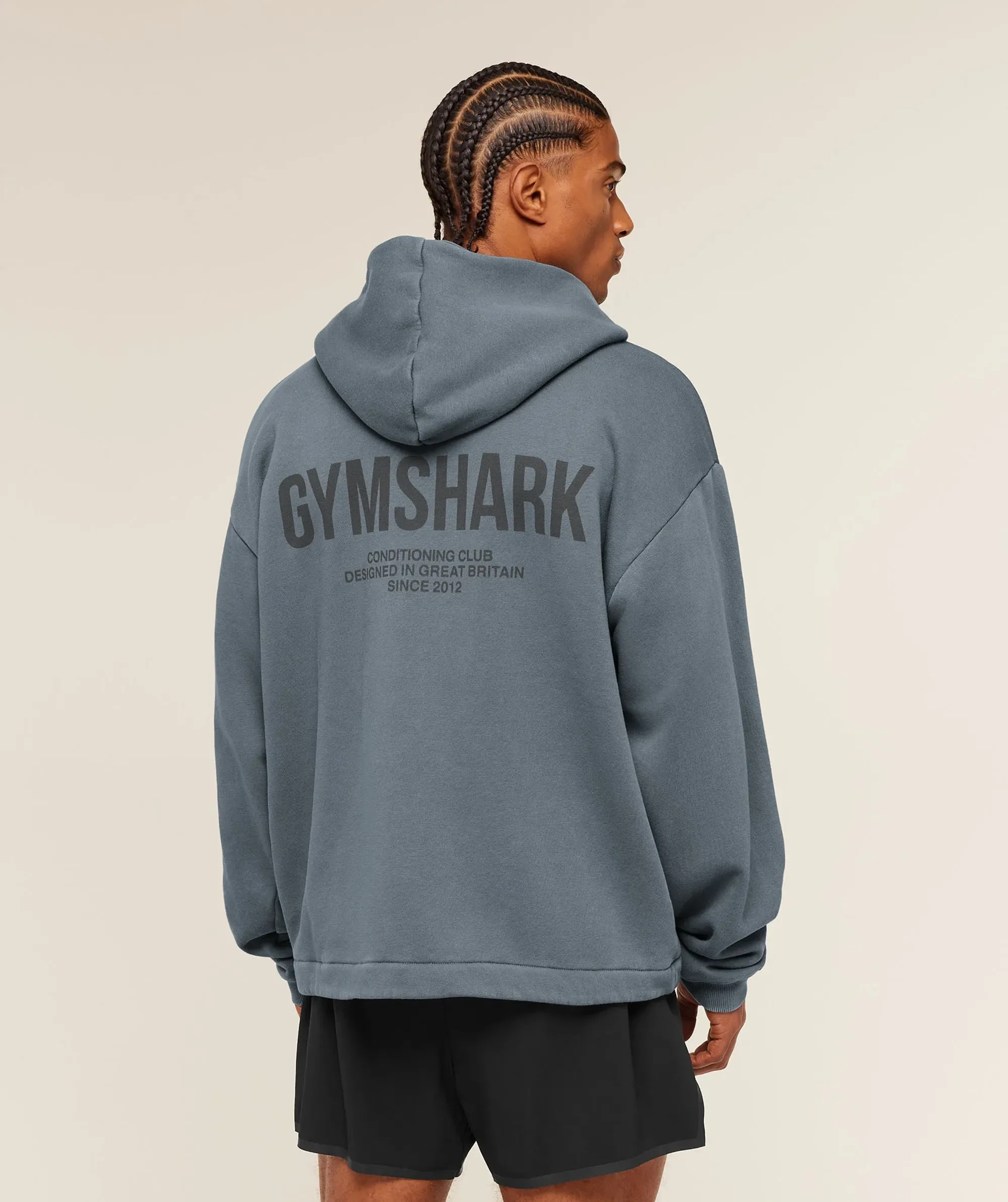 Gymshark Conditioning Club Washed Zip Through Hoodie - Iron Blue/Wash