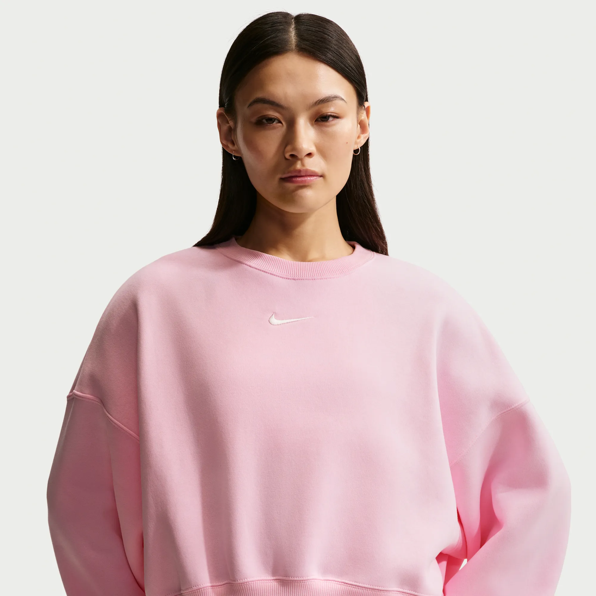 Nike Phoenix Fleece Women's Over-Oversized Crew-Neck Sweatshirt - Pink - Cotton/Polyester