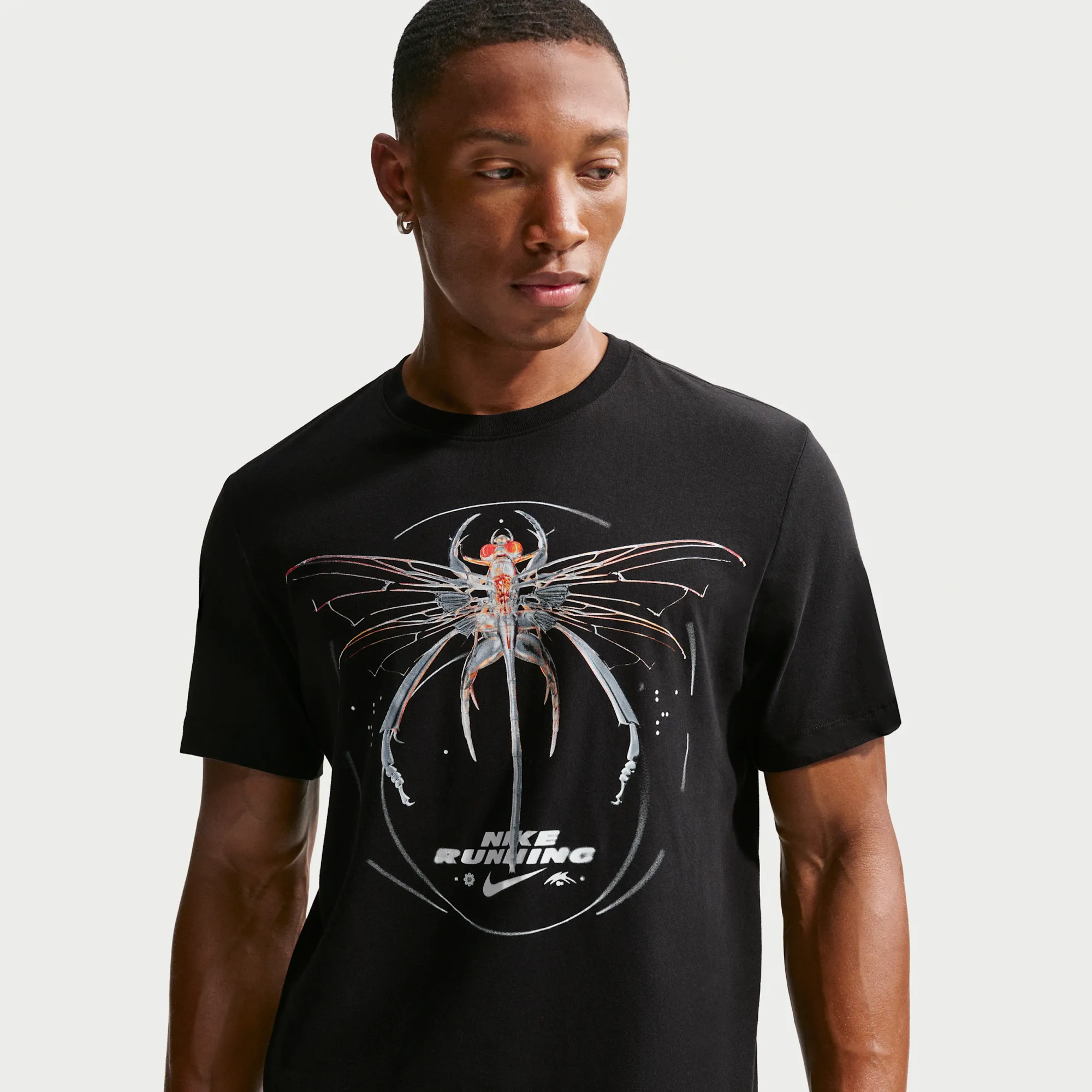 Nike Men's Dri-FIT Running T-Shirt - Black - Cotton/Polyester